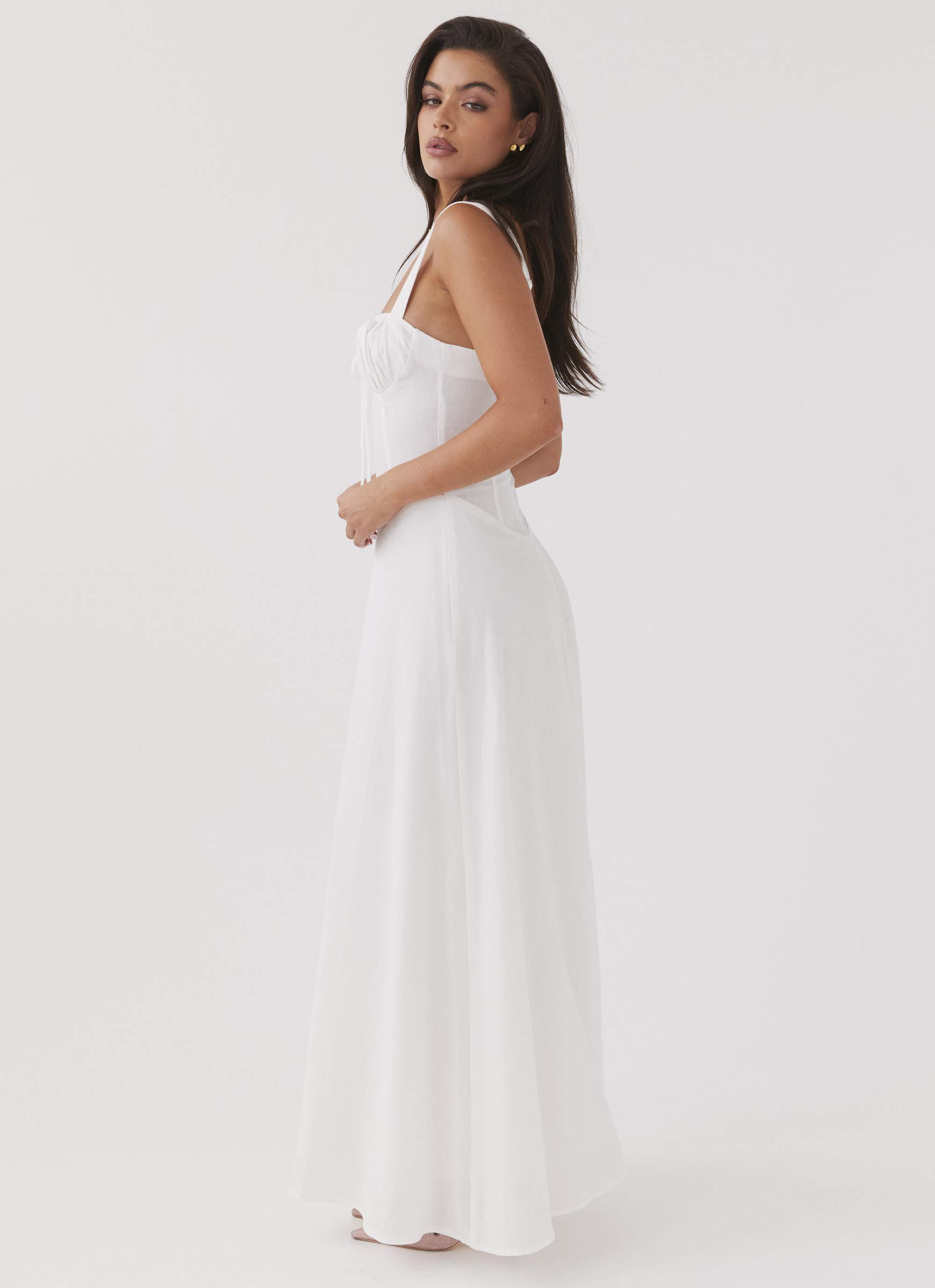 Lucie Linen Maxi Dress - White