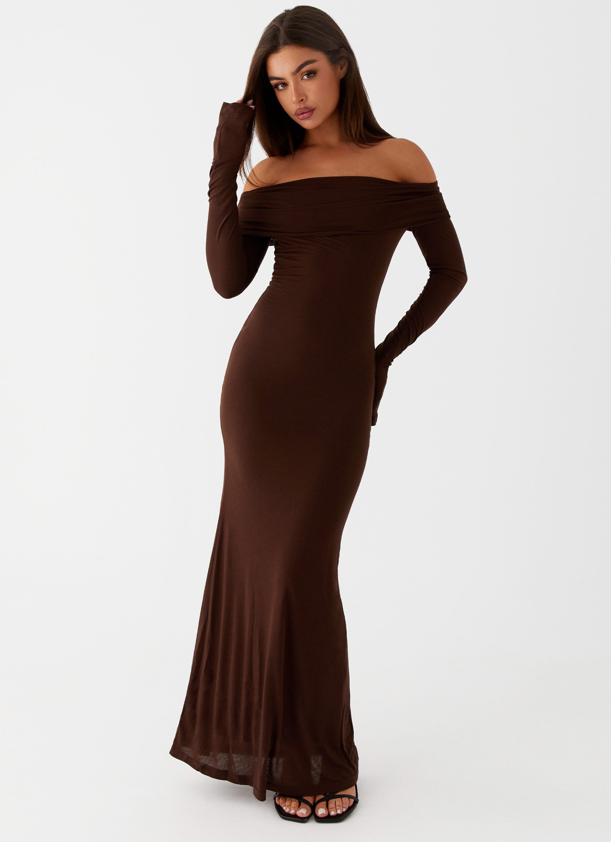 Cocoa Long Sleeve Maxi Dress - Chocolate