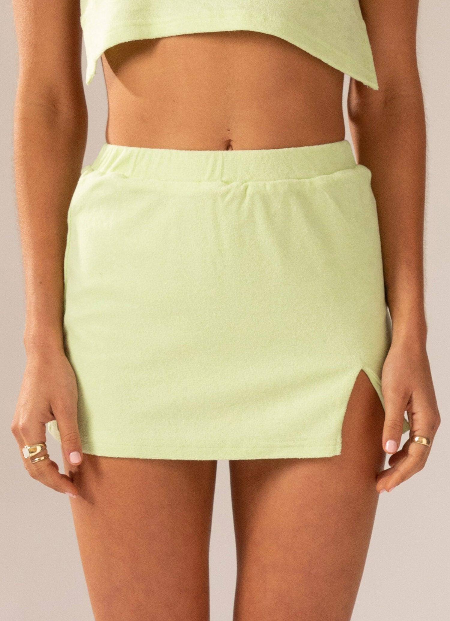 Changing Seasons Terry Mini Skirt - Lime Green