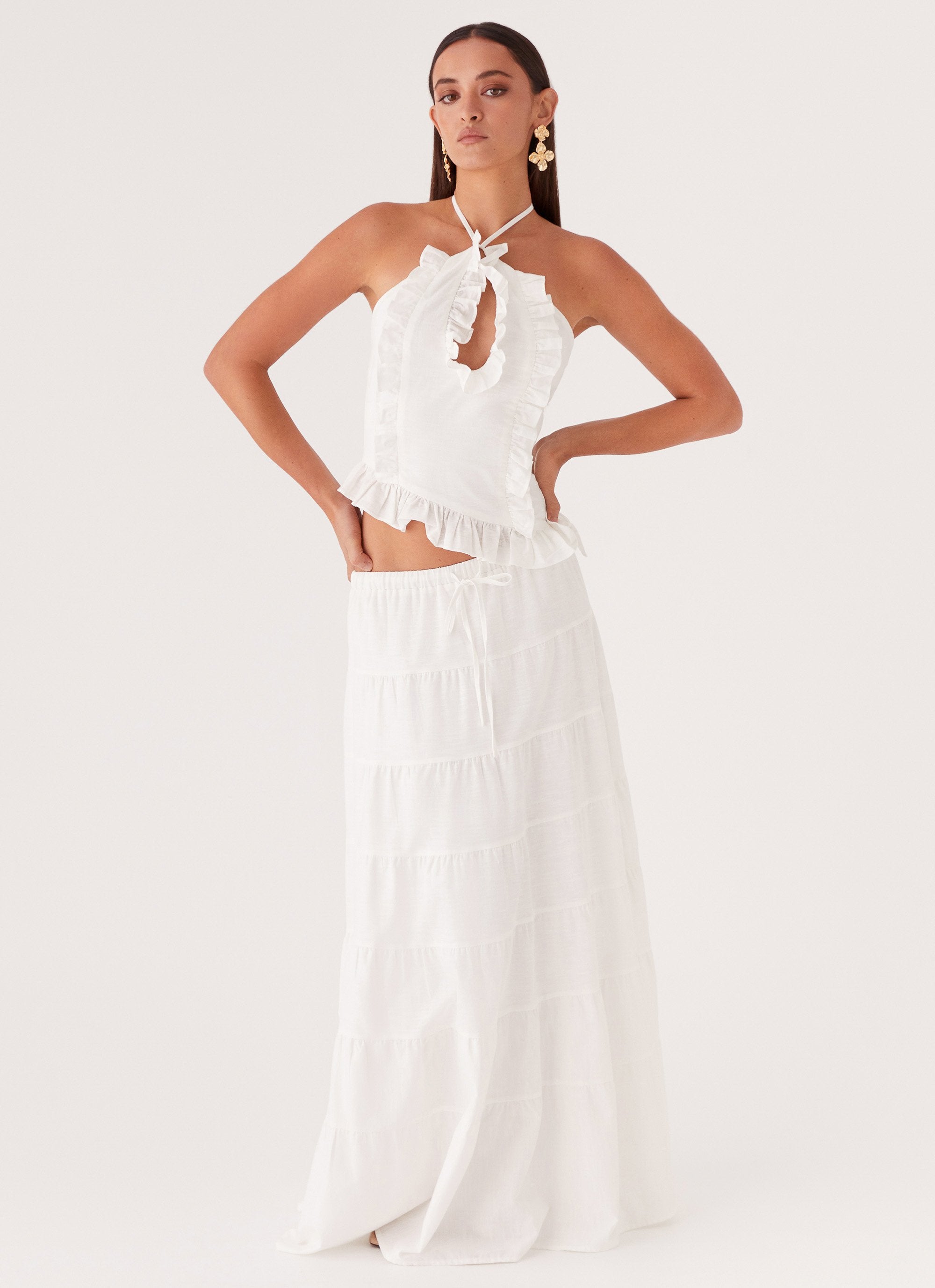 Mariella Linen Top - White