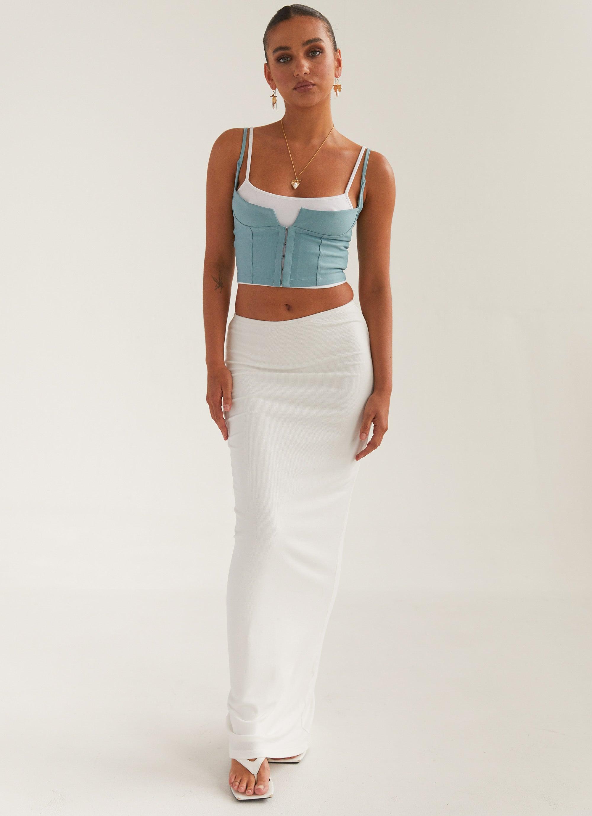 Creme de la Claye Rib Maxi Skirt - Porcelain