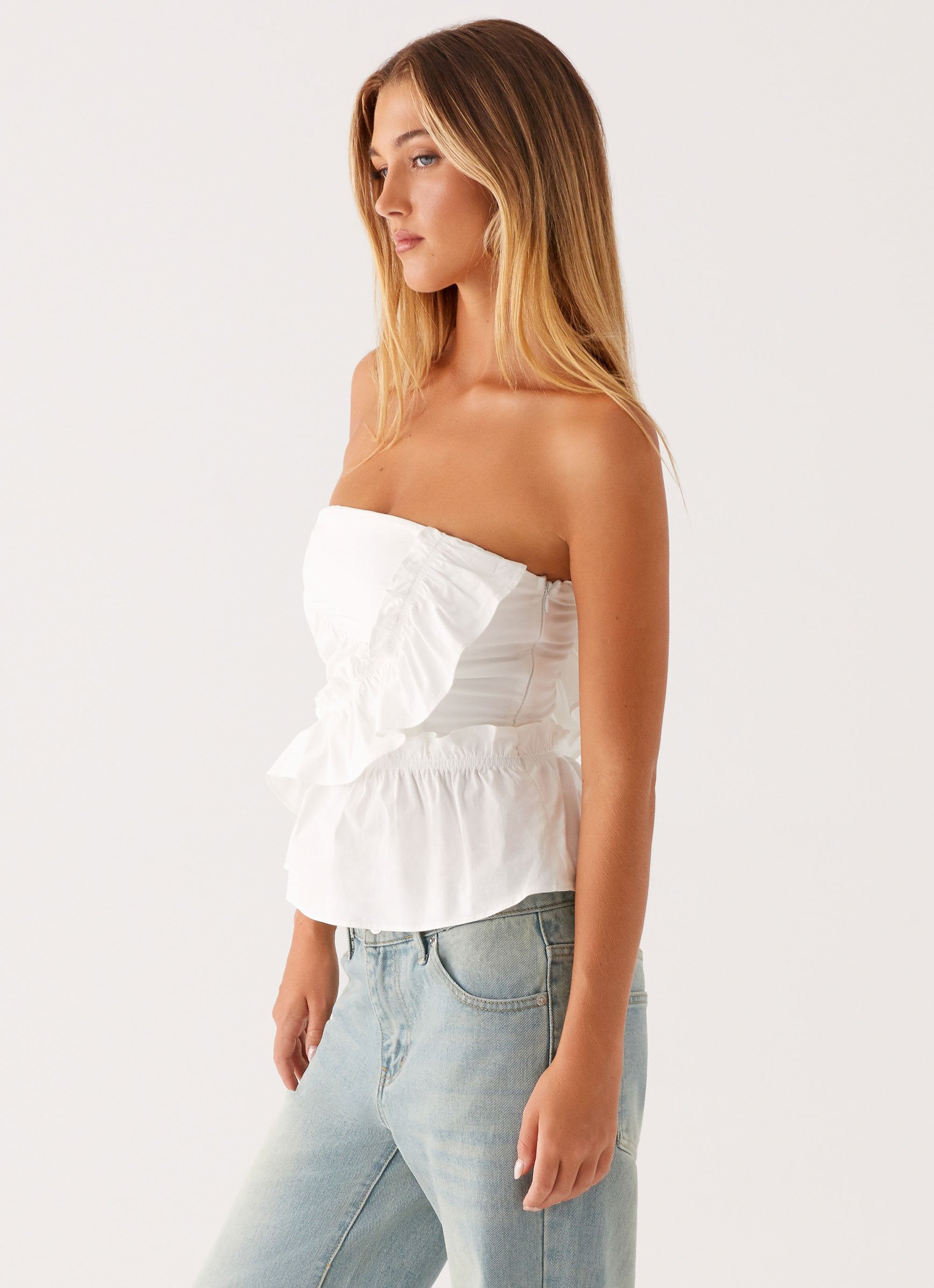 Roisin Ruched Top - White