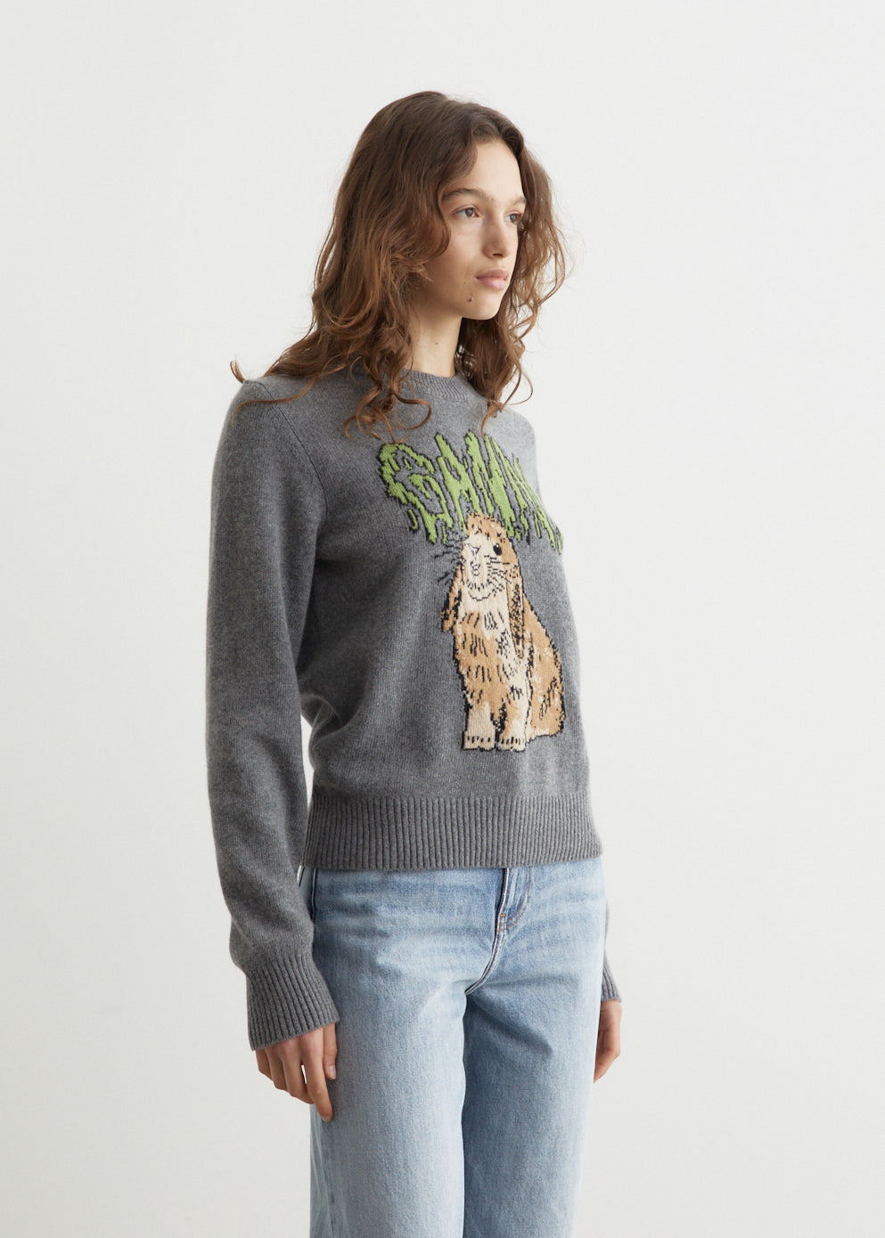 Graphic Wool Mix Bunny Crewneck