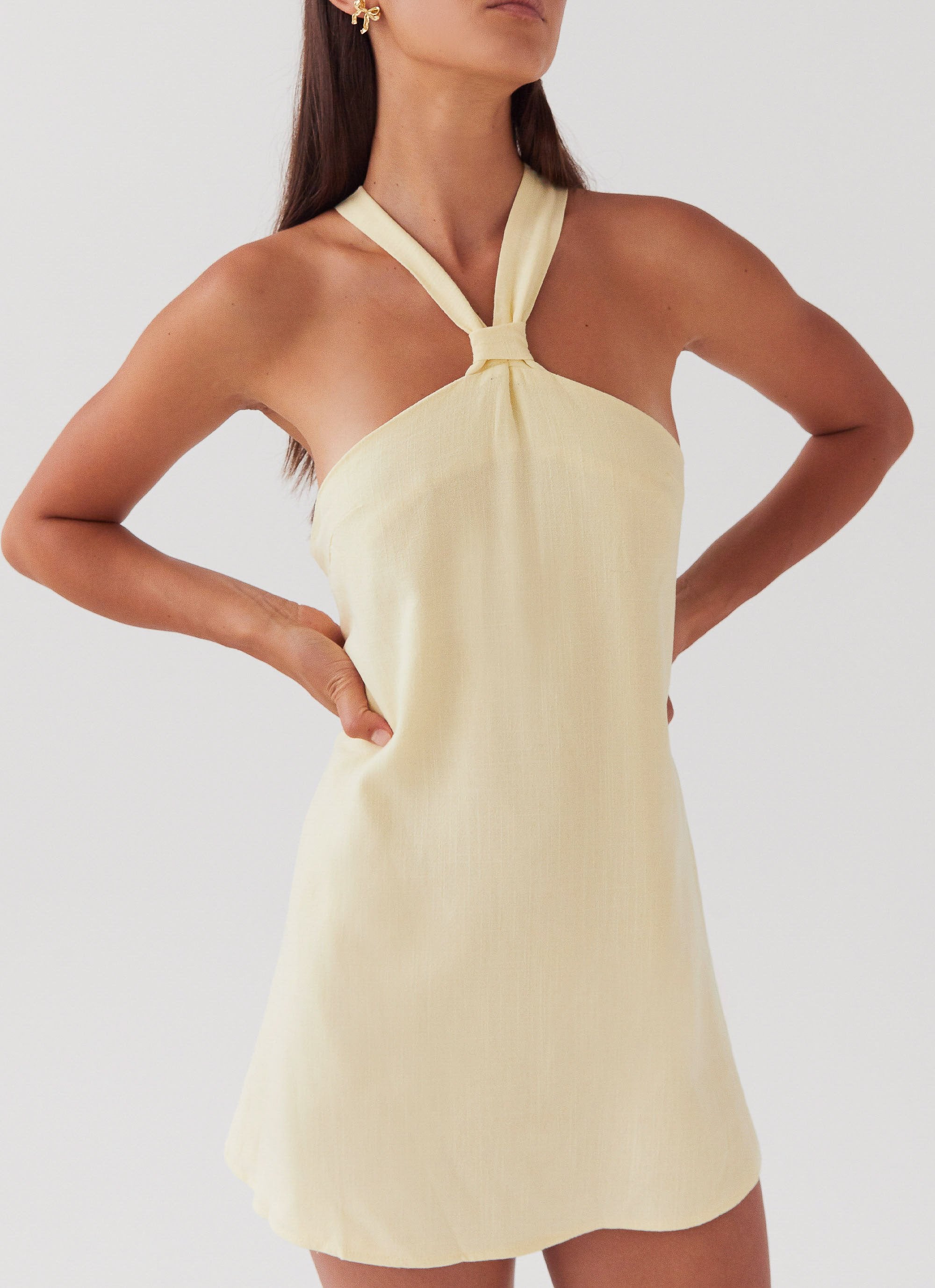 Keira Linen Mini Dress - Lemon