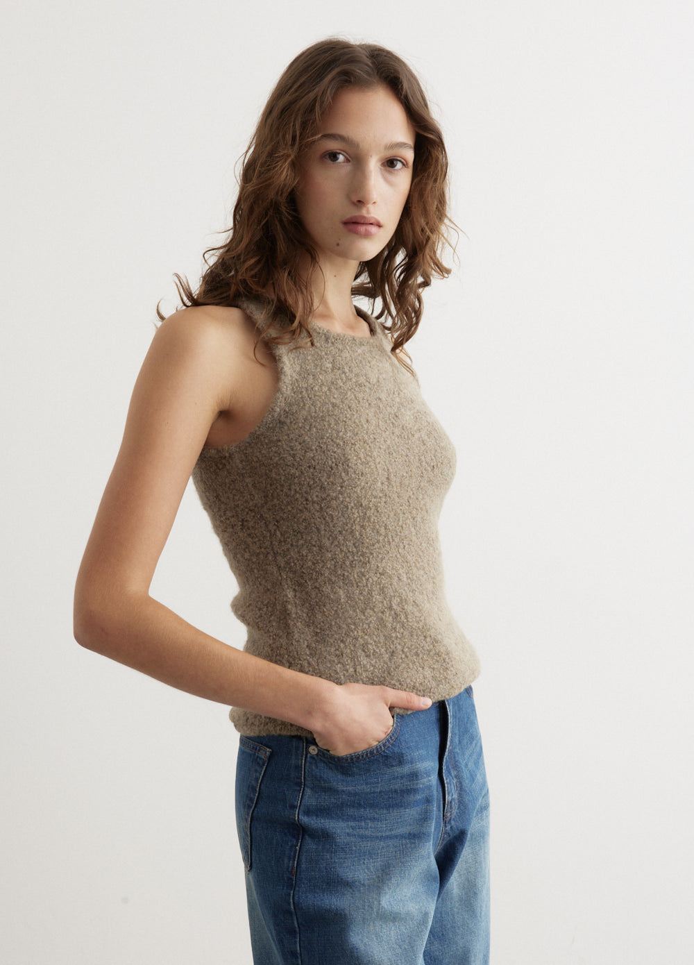 Fluffy Sleeveless Knit Top