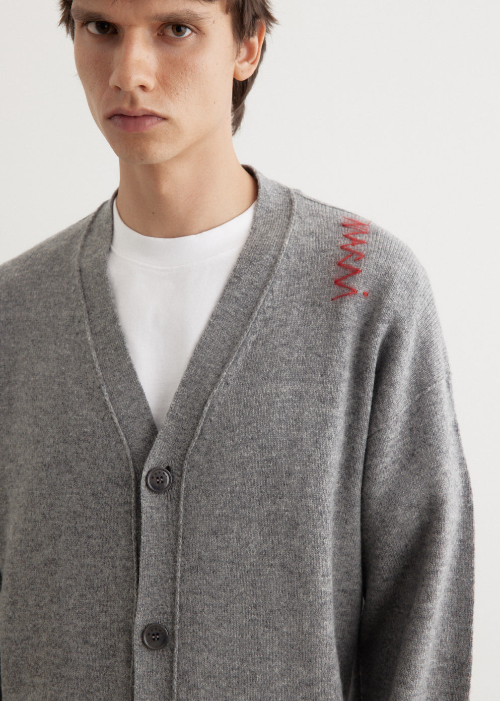 Oversized Embroidered Logo Cardigan