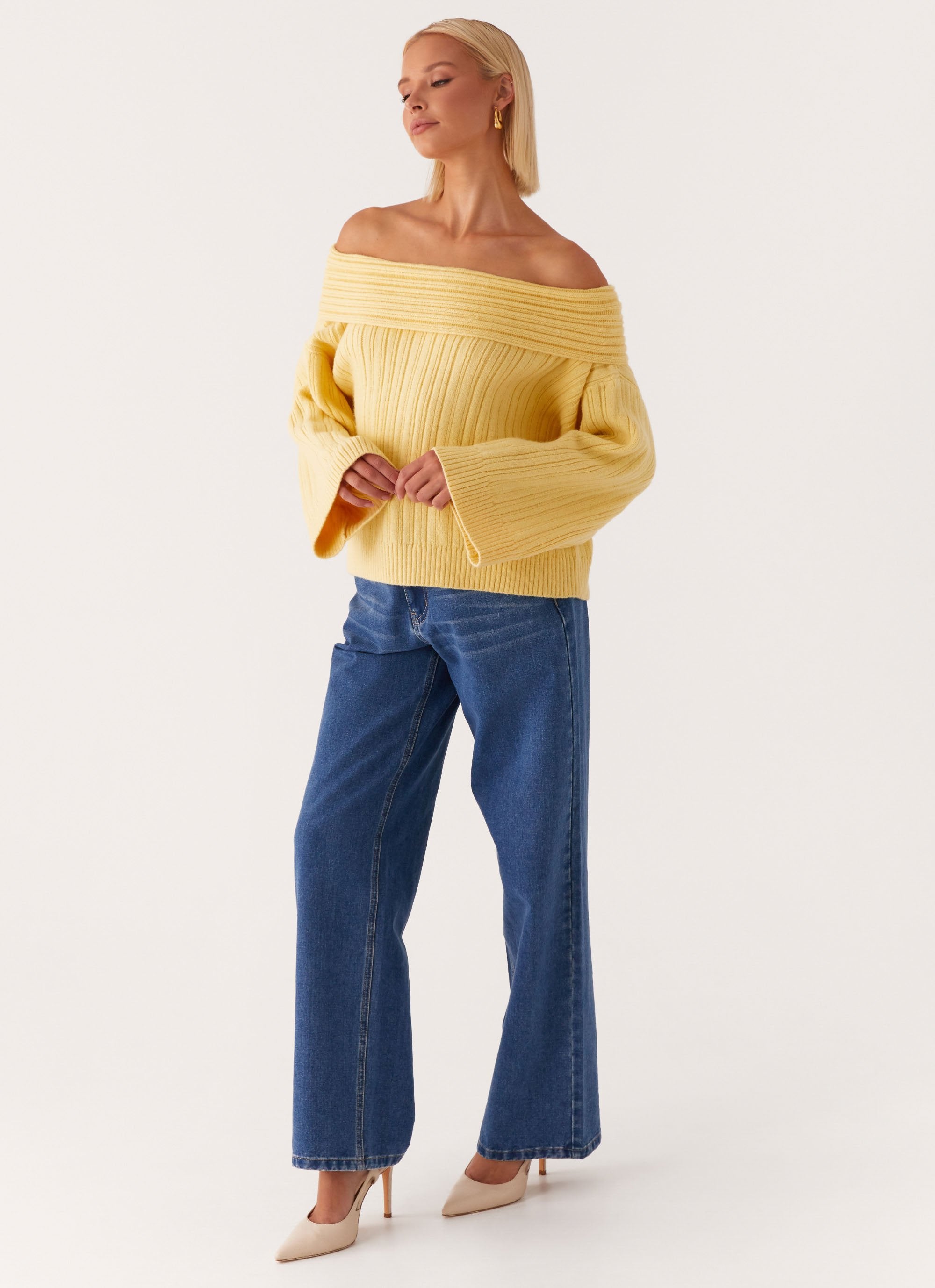 Federica Off Shoulder Knit - Lemon