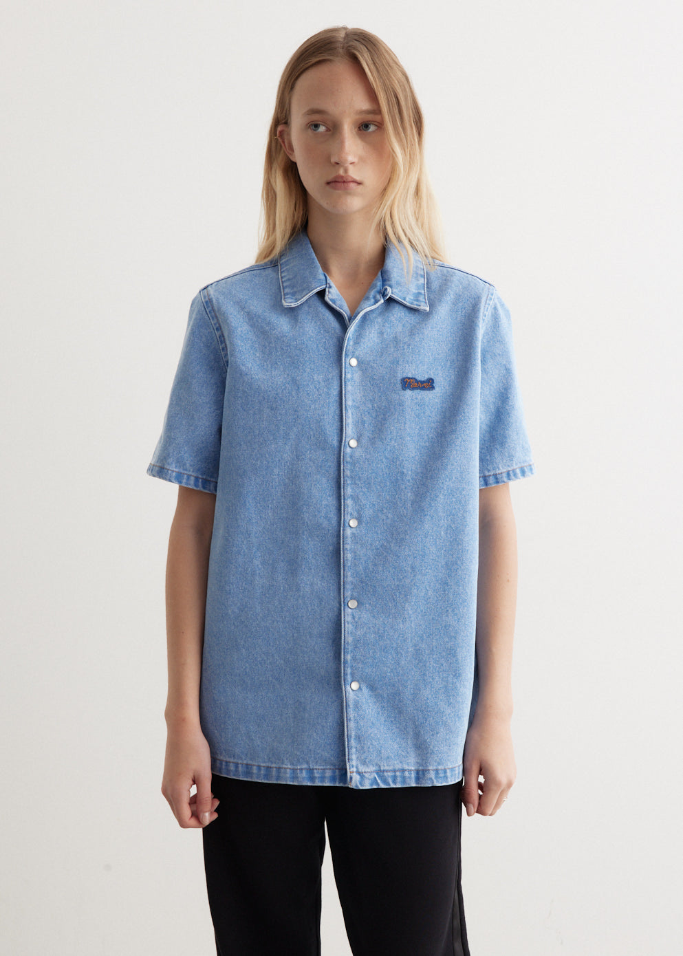 Bleached Coated Organic Denim Shirt