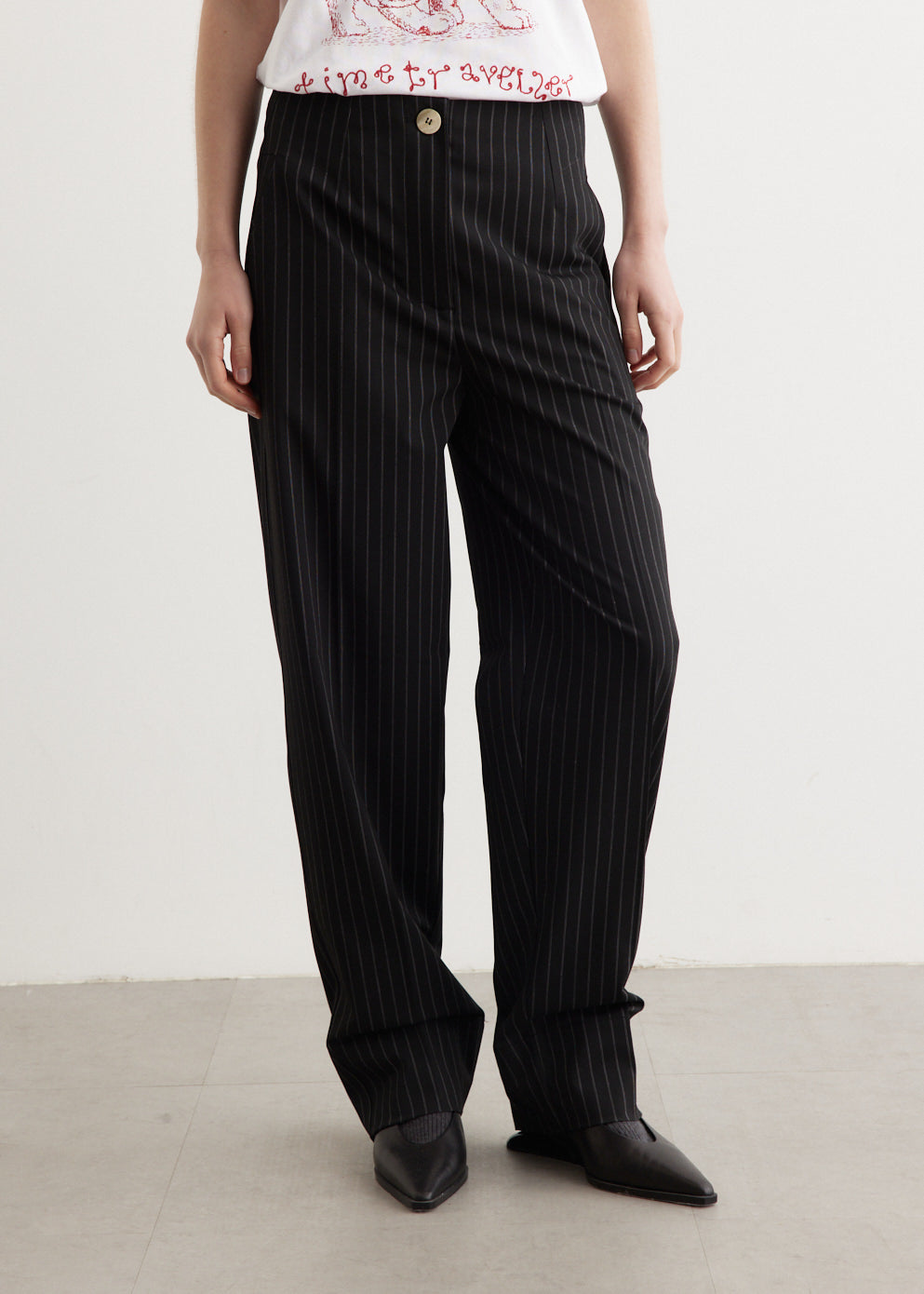 Stripe Suiting High Waist Pants