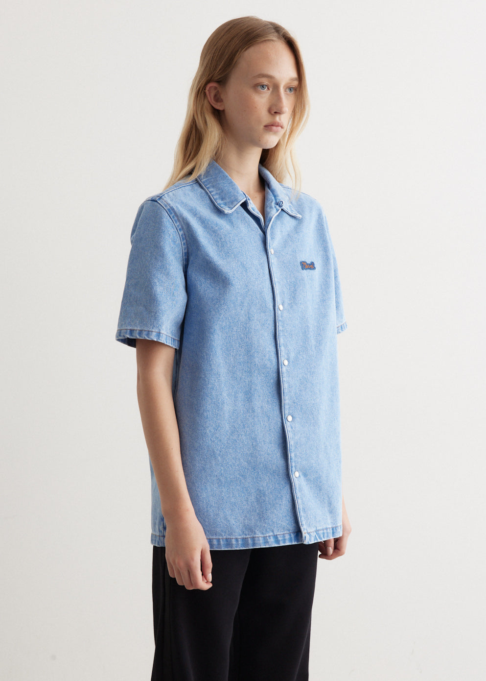 Bleached Coated Organic Denim Shirt