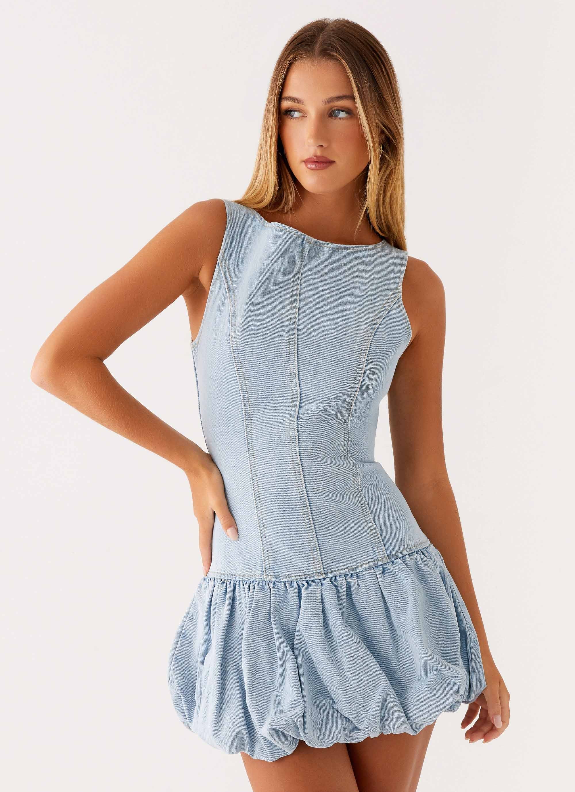 Meg Bubble Mini Dress - Blue