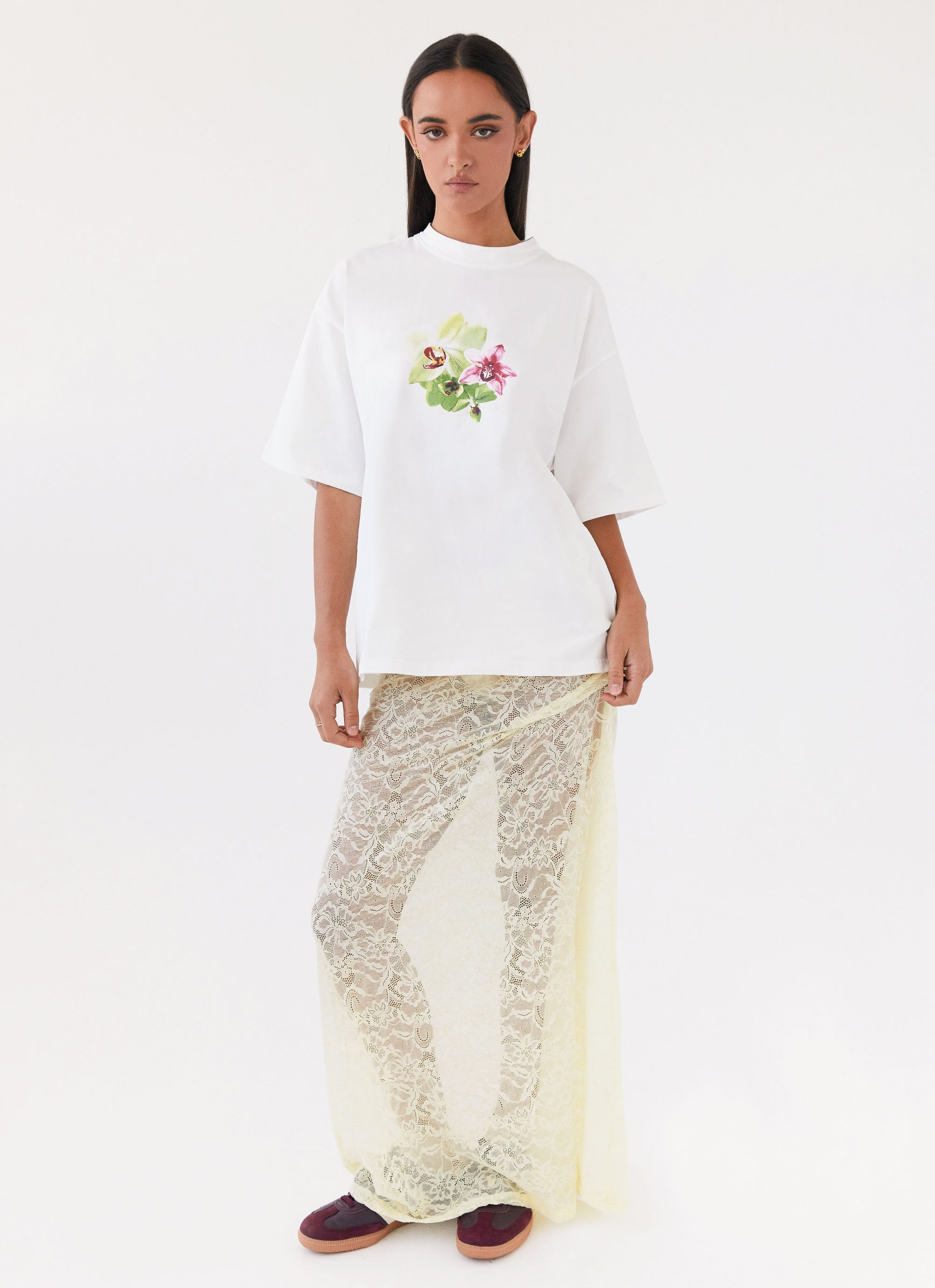 Lillies Oversized Tee - White