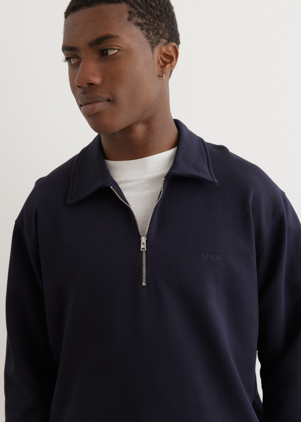 Ketel Relaxed Organic NORSE Logo Half Zip Sweater