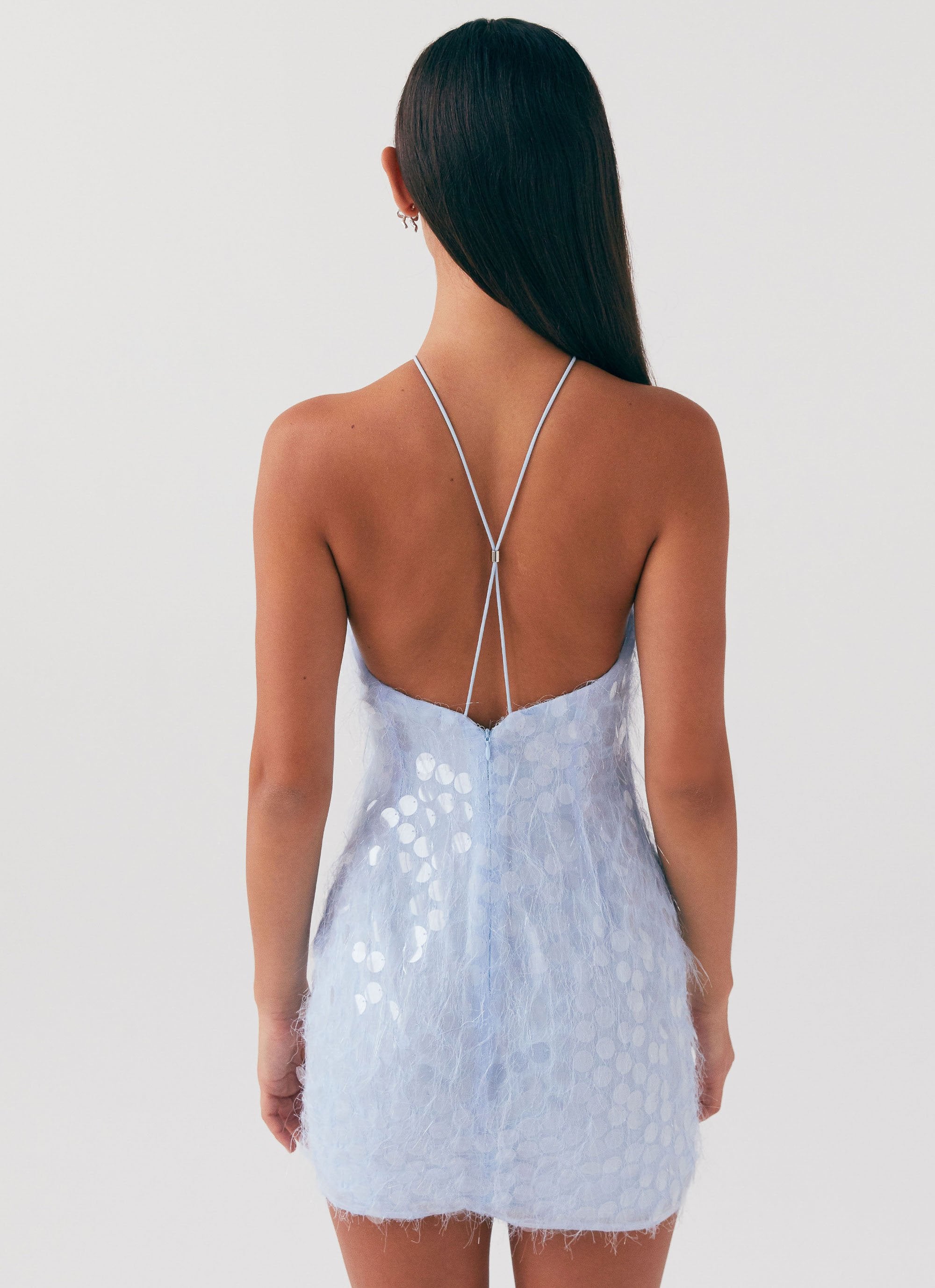 Glitz And Glamour Halterneck Mini Dress - Lavender Mist