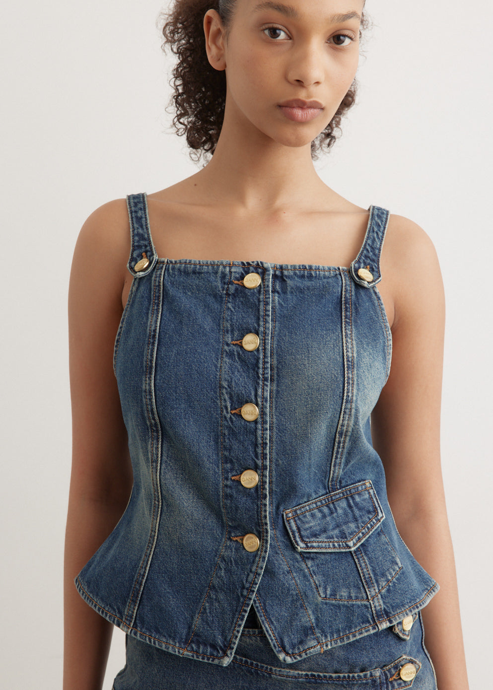 Heavy Washed Denim Top