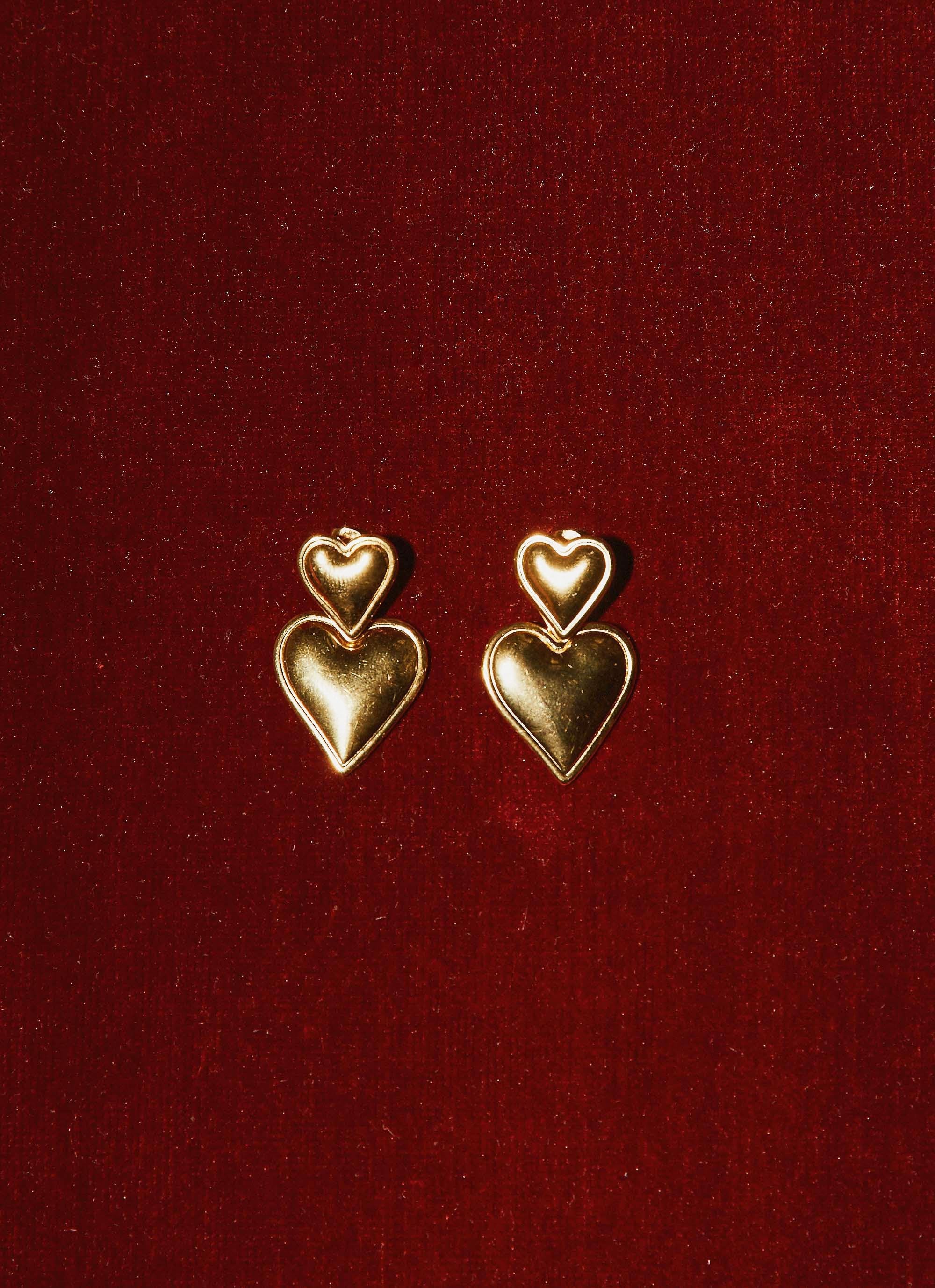 Diah Heart Earrings - Gold