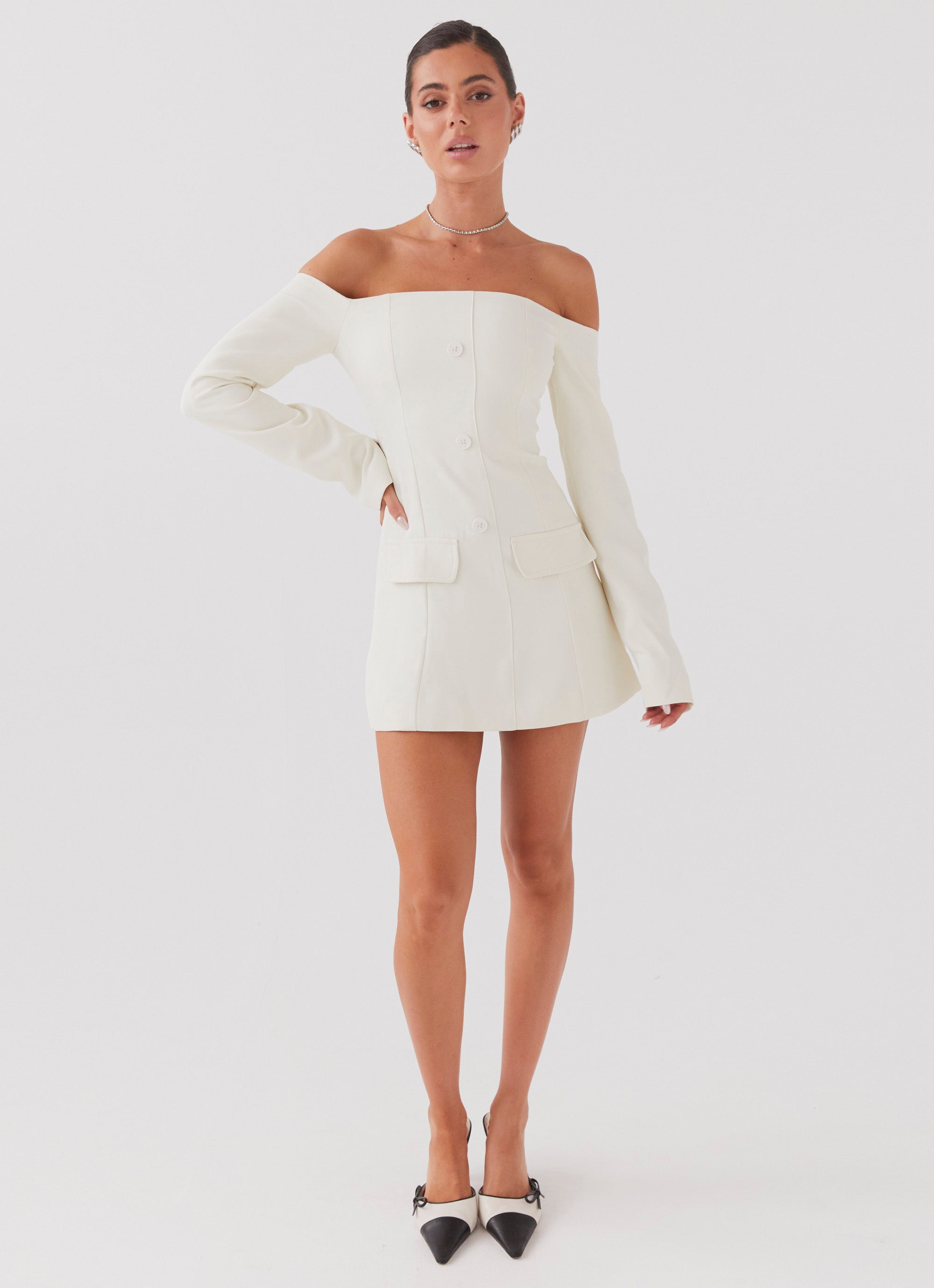 Dominique Blazer Mini Dress - Ivory