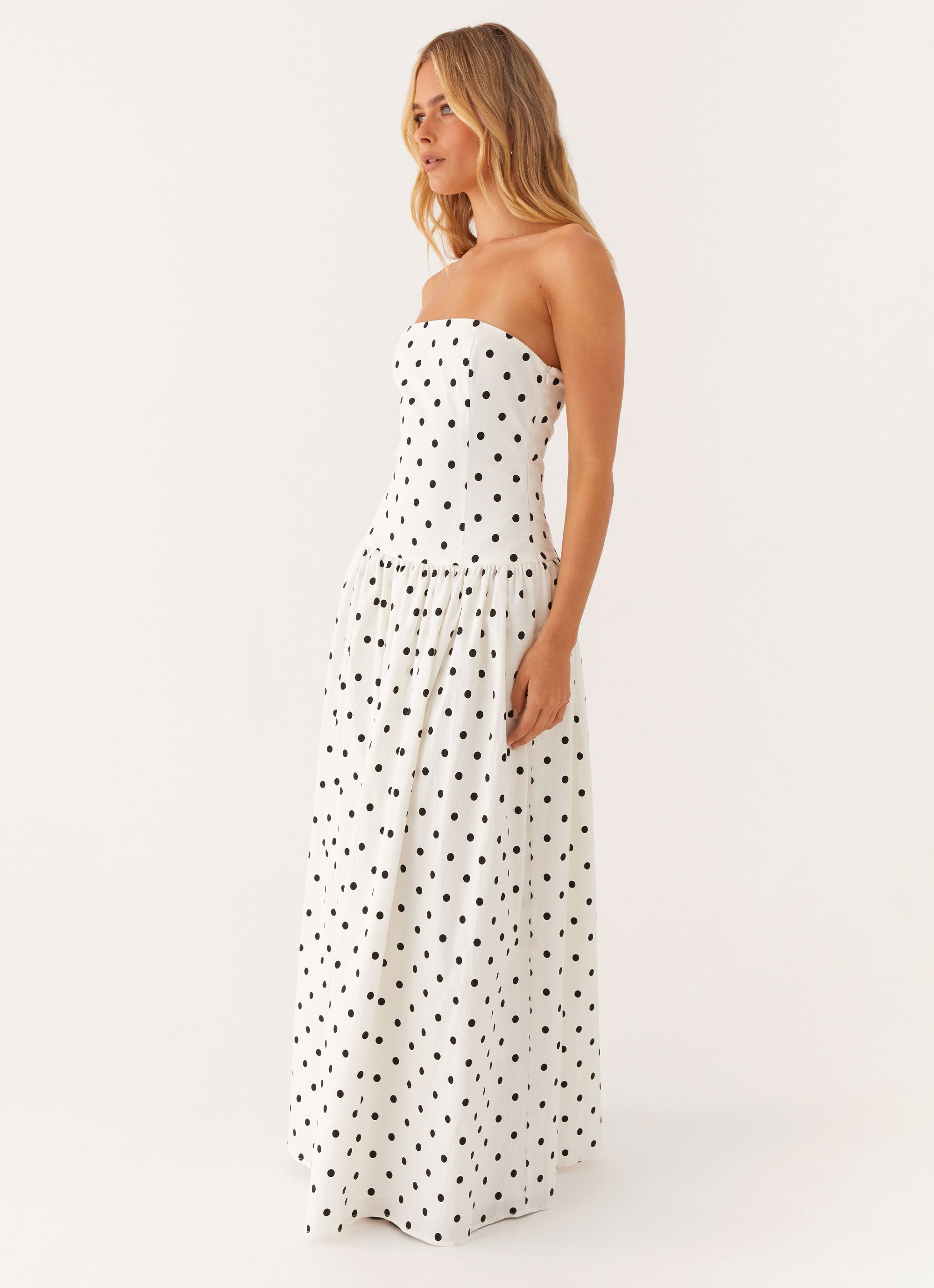 Andorra Maxi Dress - White Polkadot