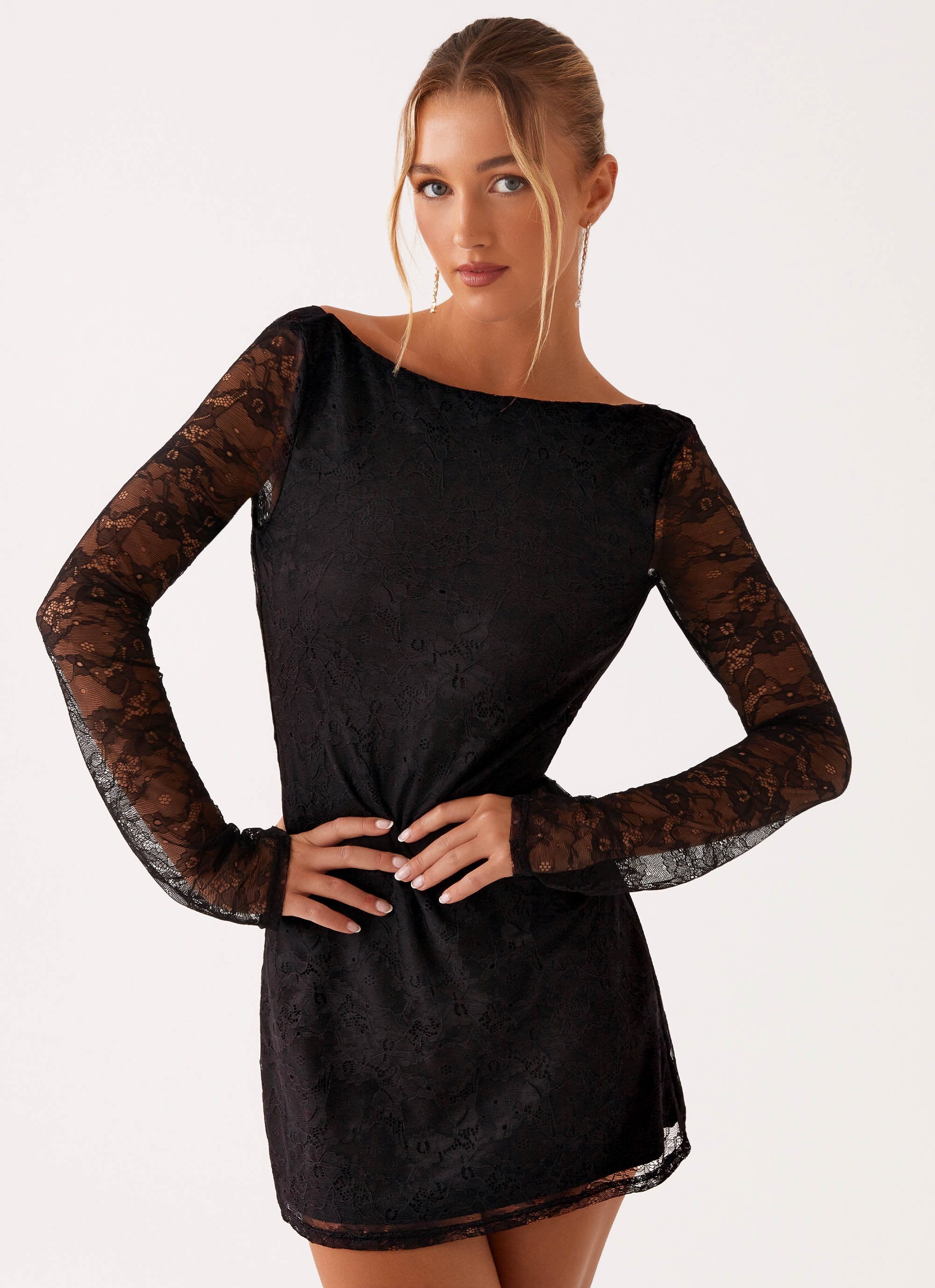 Mara Lace Mini Dress - Black