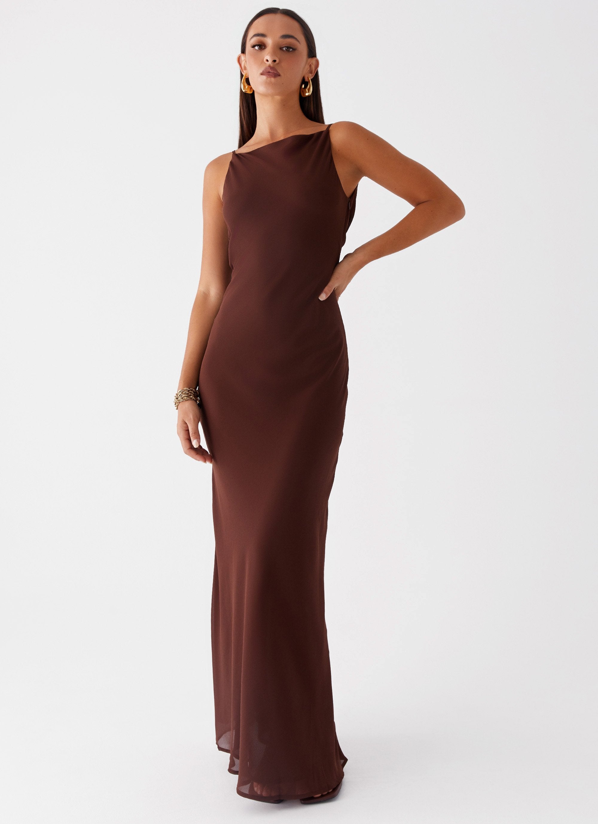 Dove High Neck Maxi Dress - Chocolate