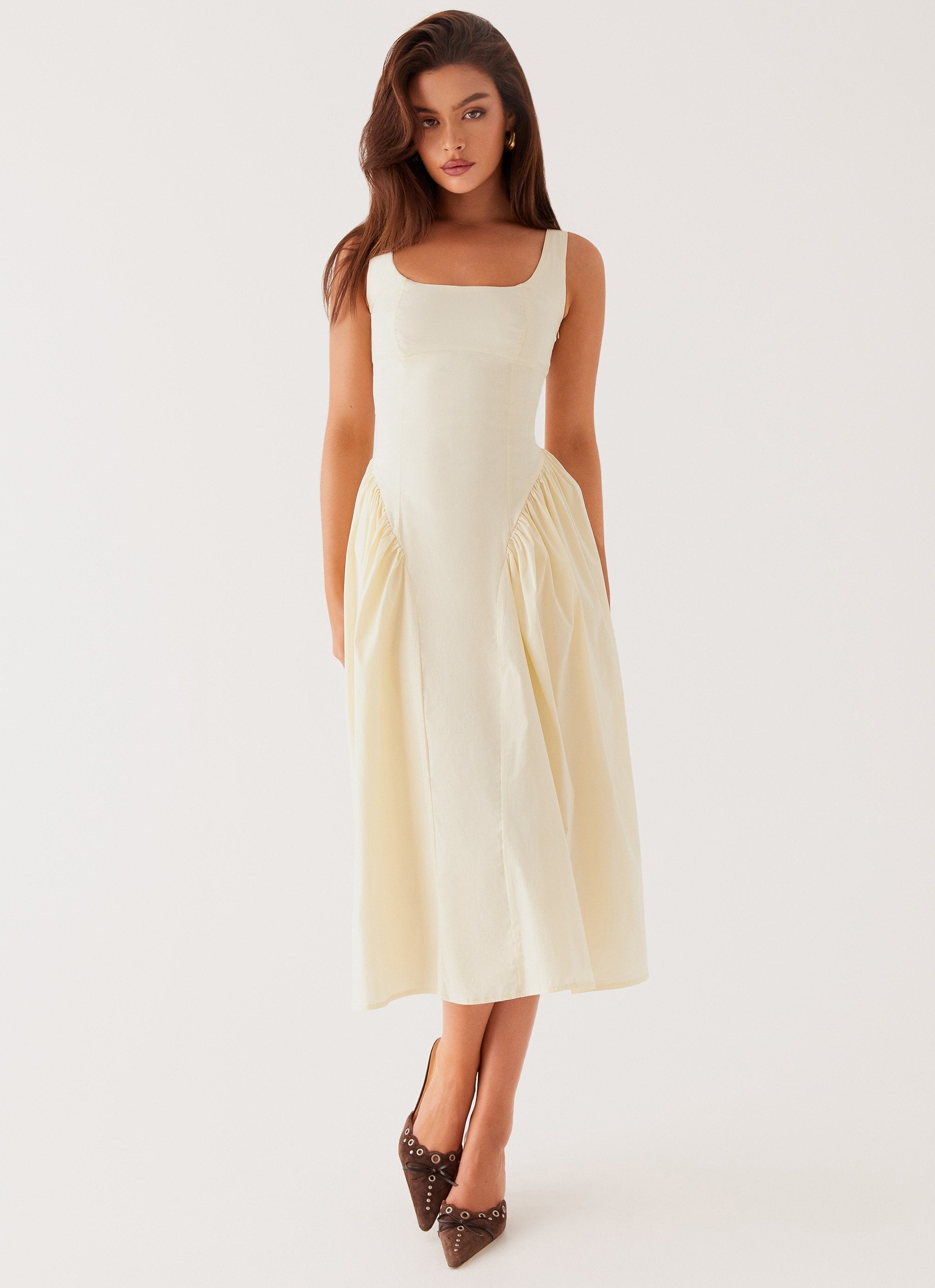 Sassy Soiree Midi Dress - Cream