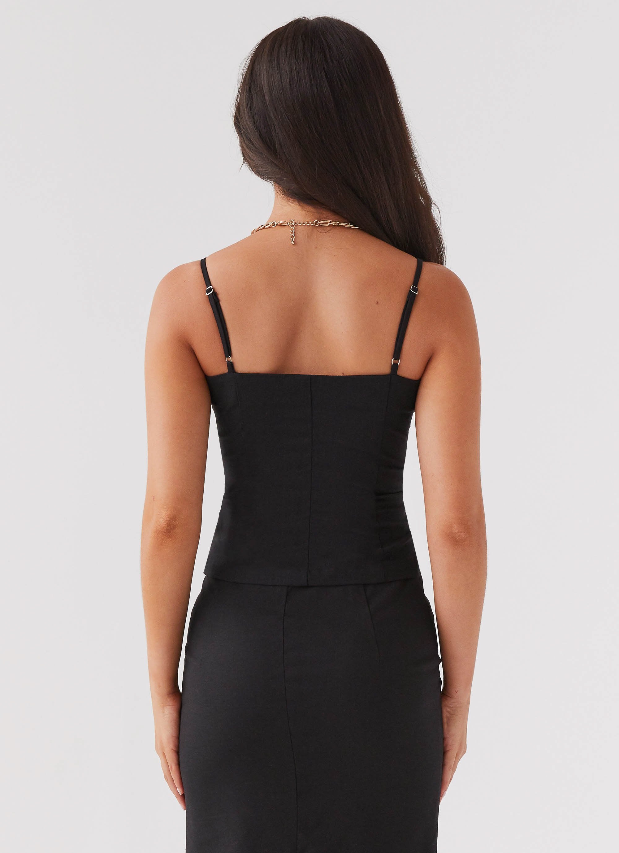 Ariana Linen Bustier Top - Black