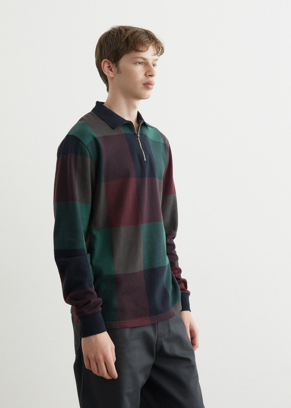 Buffalo Plaid Long Sleeve Polo