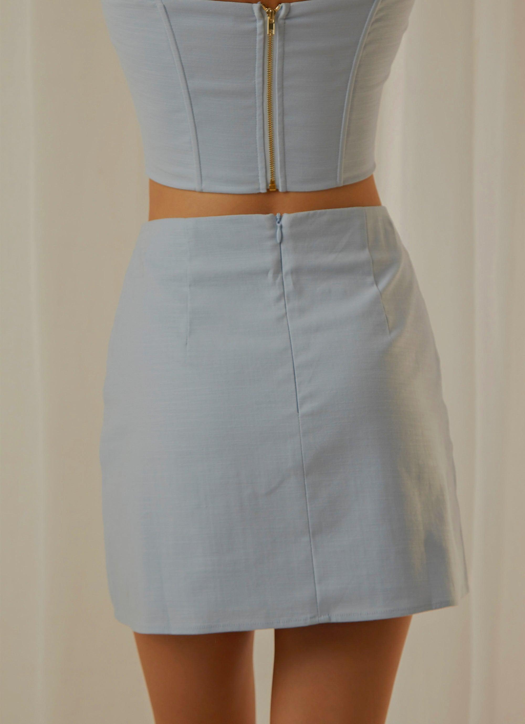 Rooftop Drinks Mini Skirt - Sky Blue