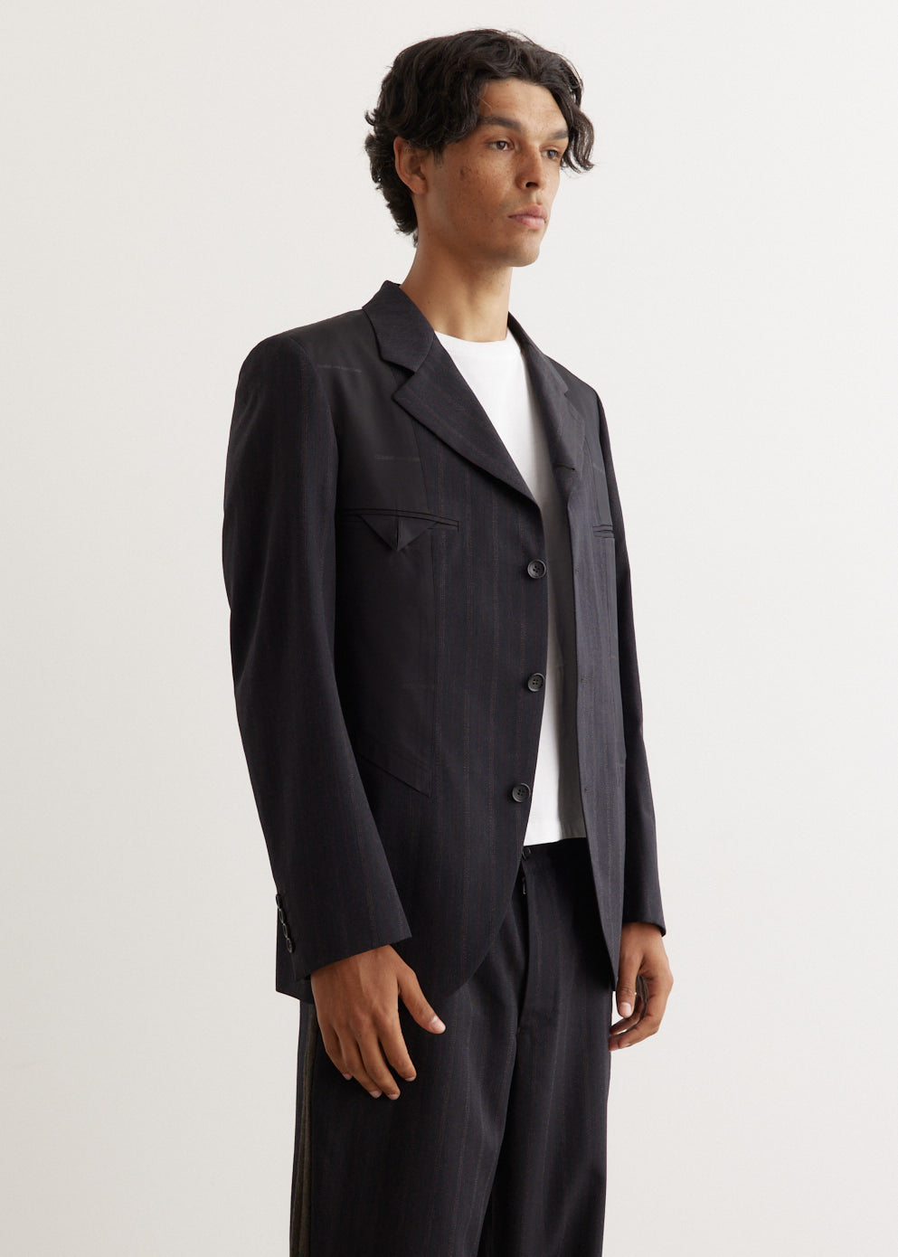 Jacquard Panel Stripe 3 Button Jacket