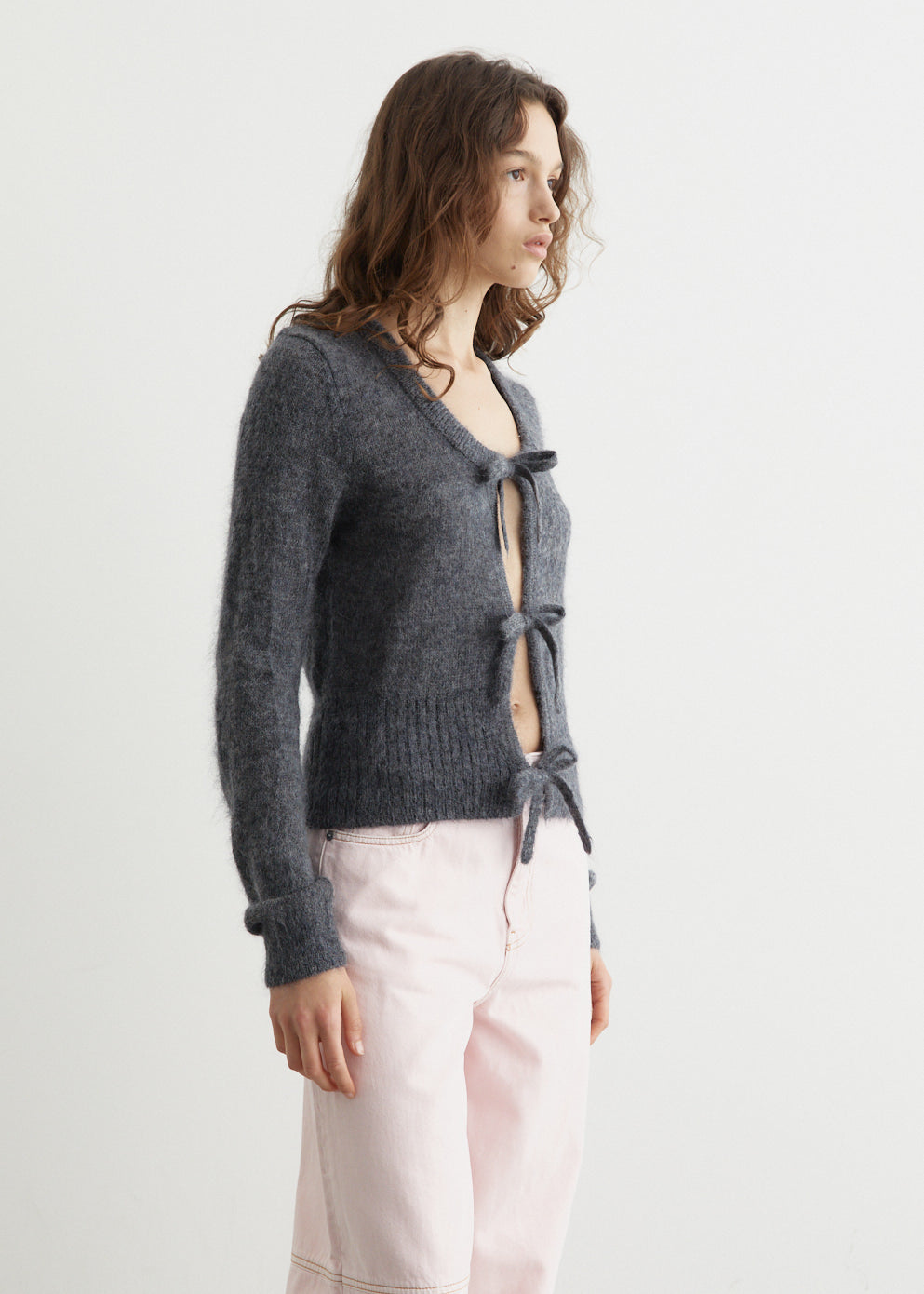 Light Mohair Tie String Cardigan