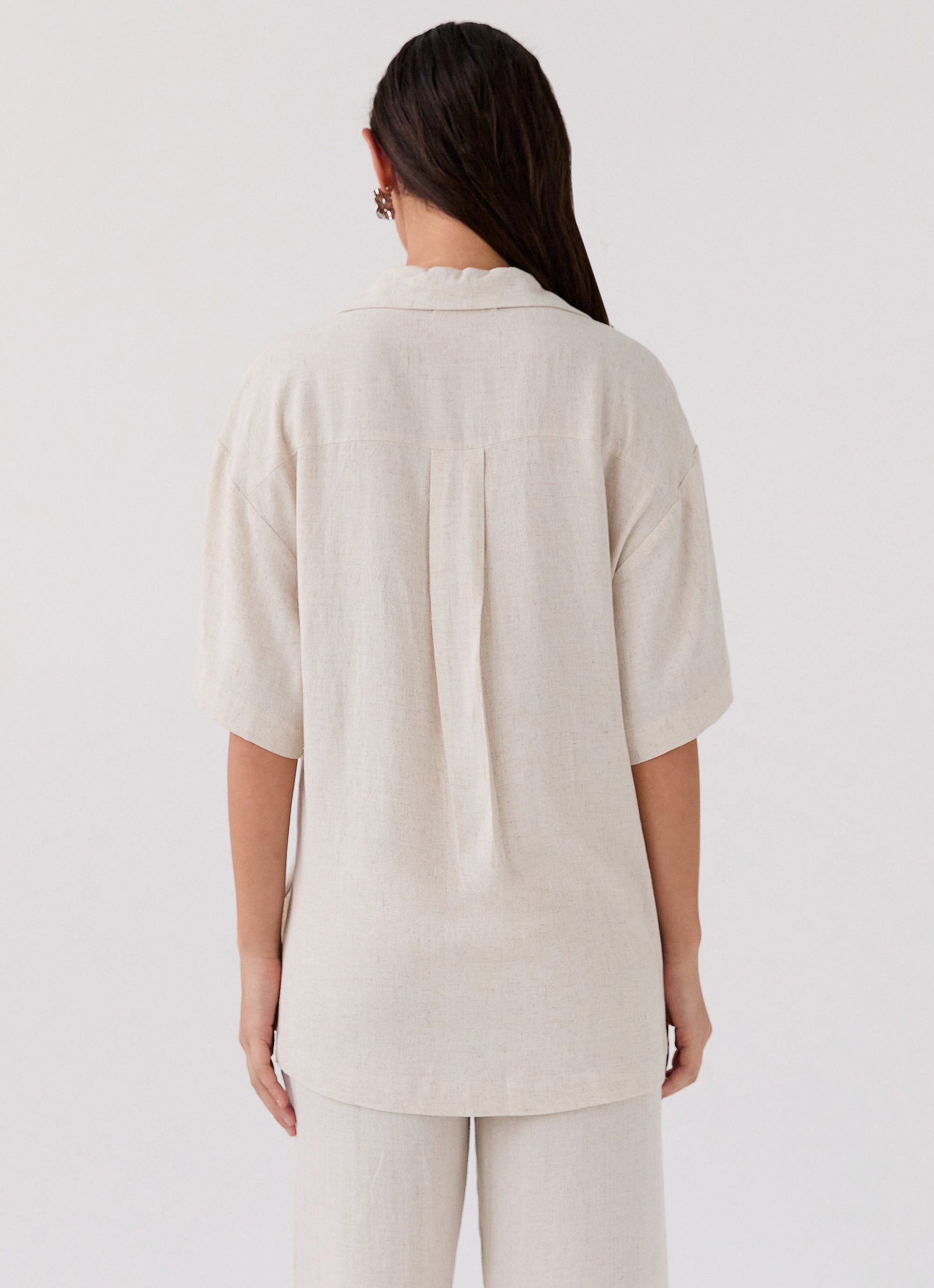 Roll With Me Linen Oversized Shirt - Oatmeal