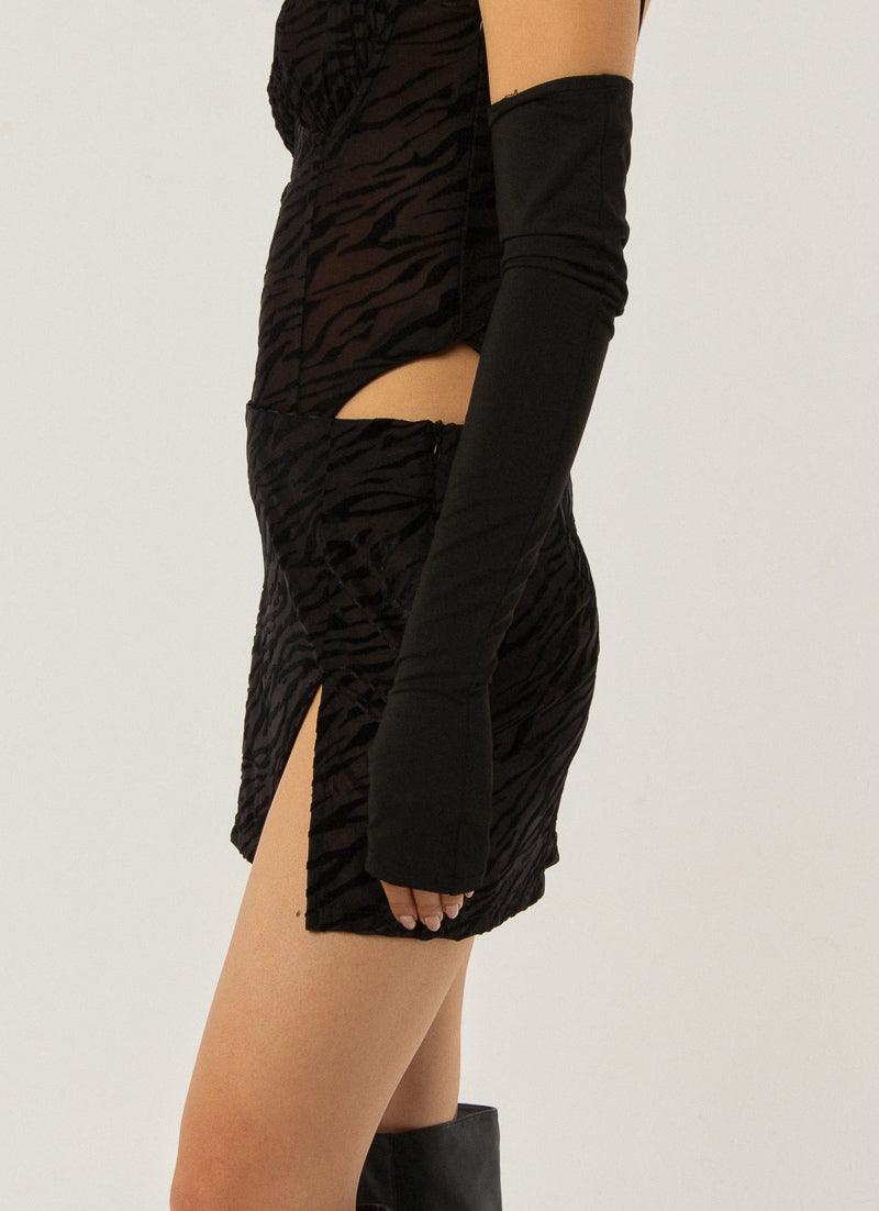 Lift Me Up Mini Skirt - Burnout Black