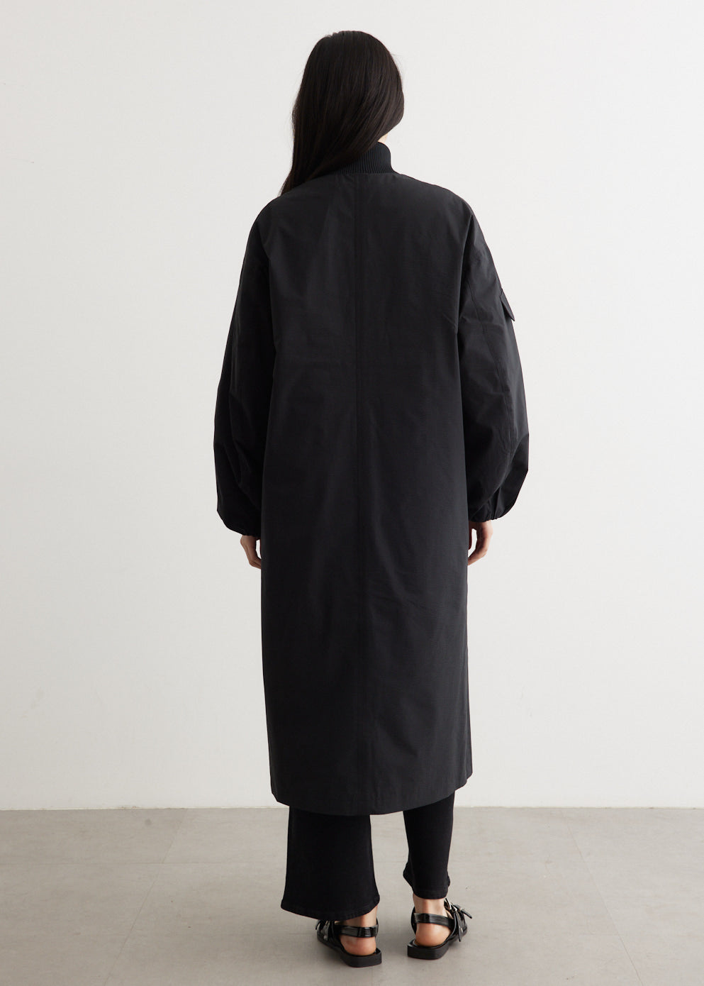 Tech Seersucker Oversized Shell Coat