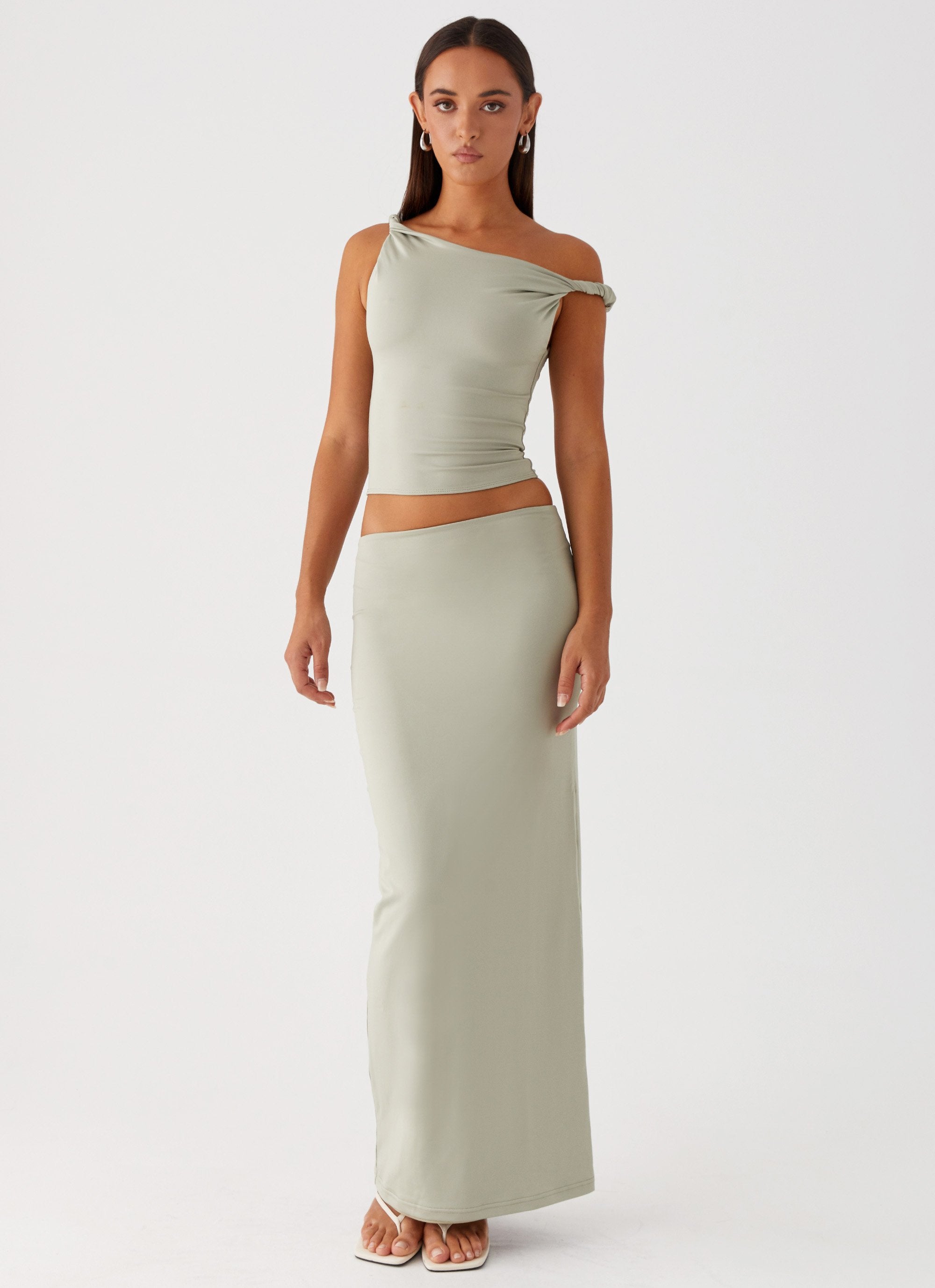 Solace Soul Twist Shoulder Top - Sage