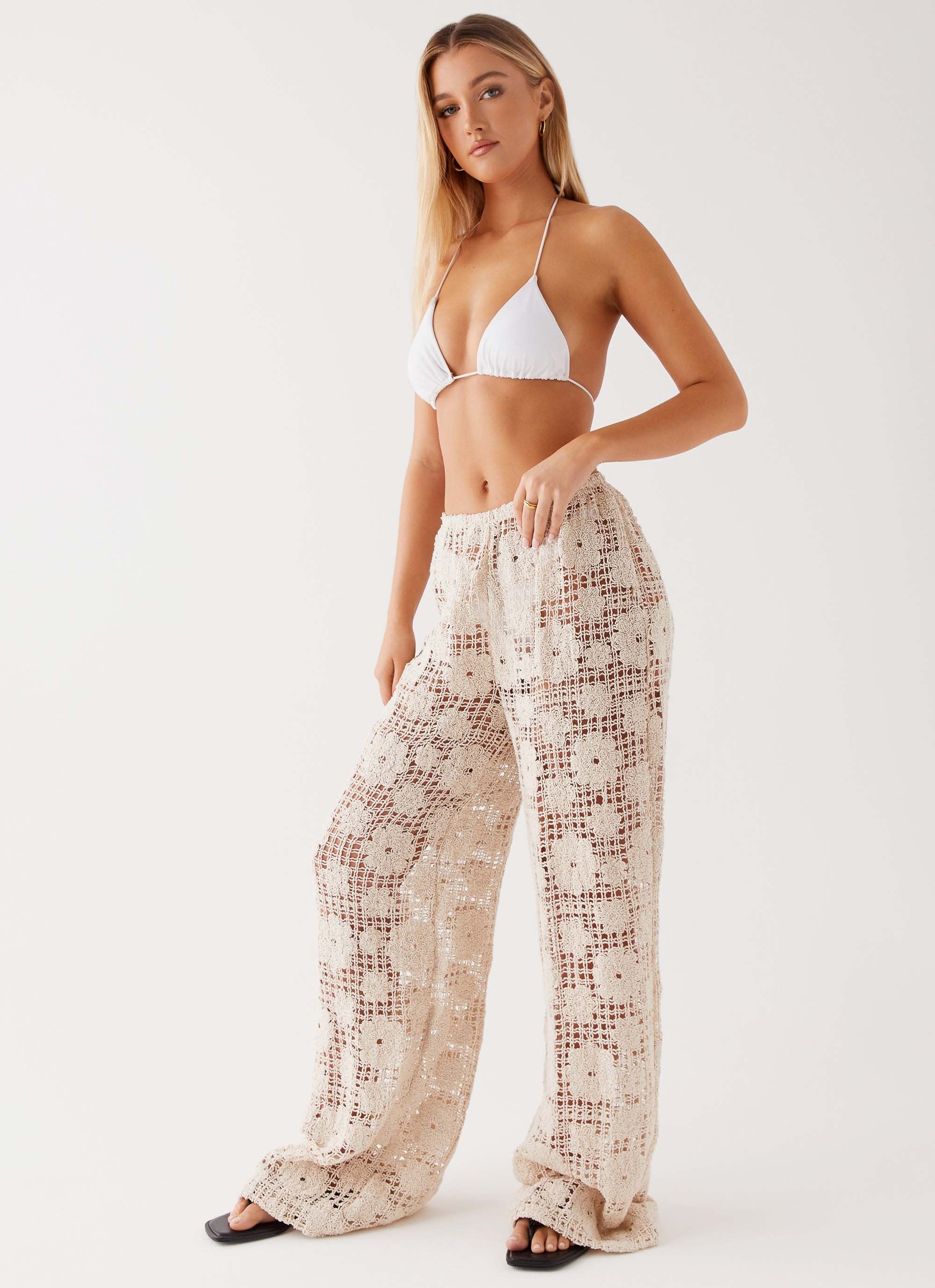 Shell Beach Crochet Pants - Ivory