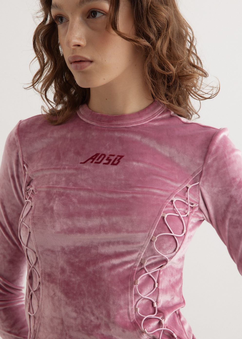 Velvet Lace Up Long Sleeve T-Shirt