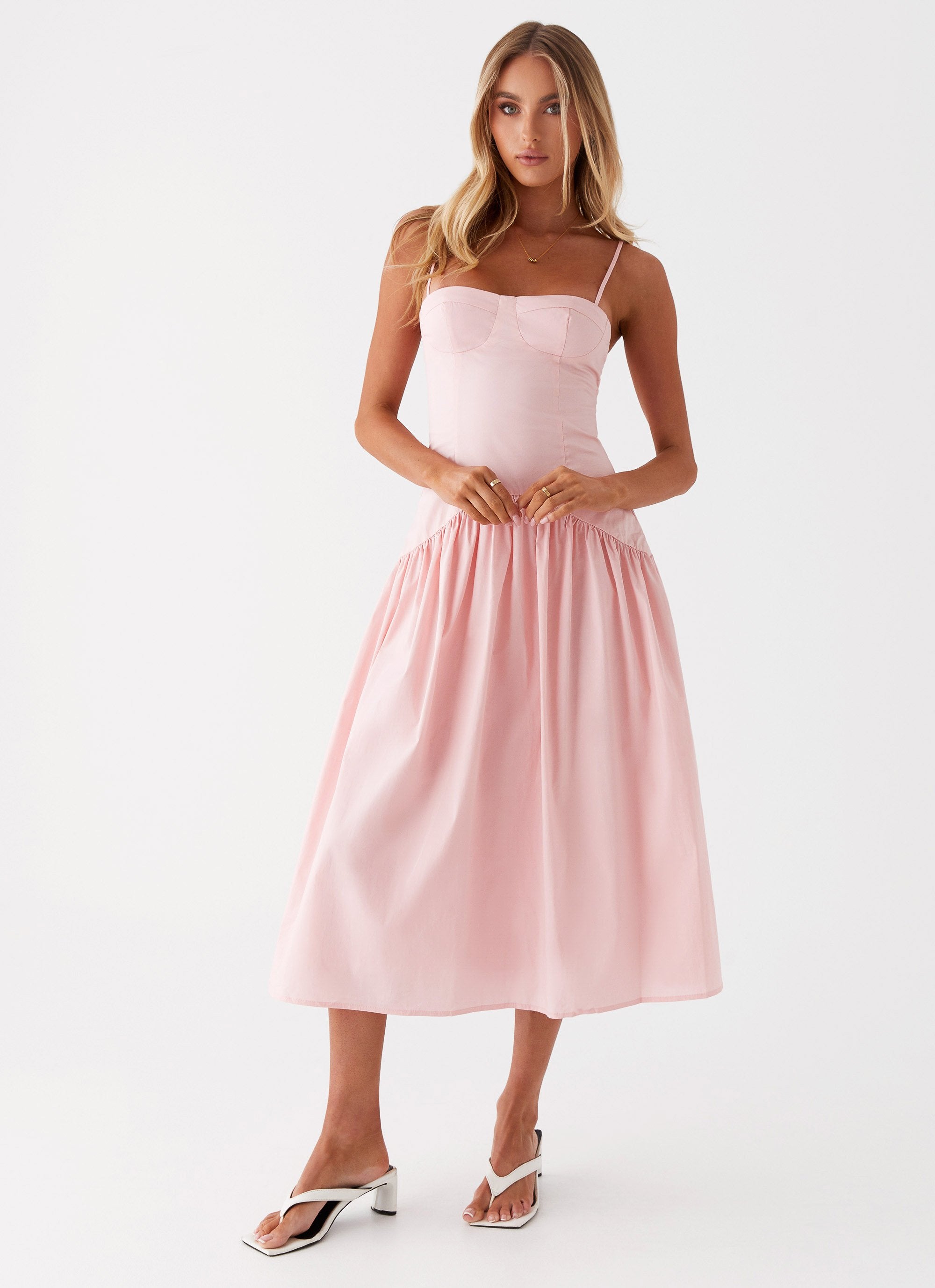 Yvette Corset Midi Dress - Pink