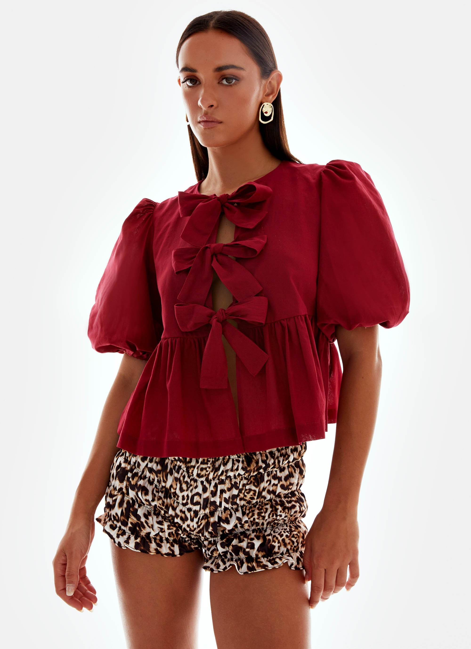 Western Wind Tie Top - Maroon