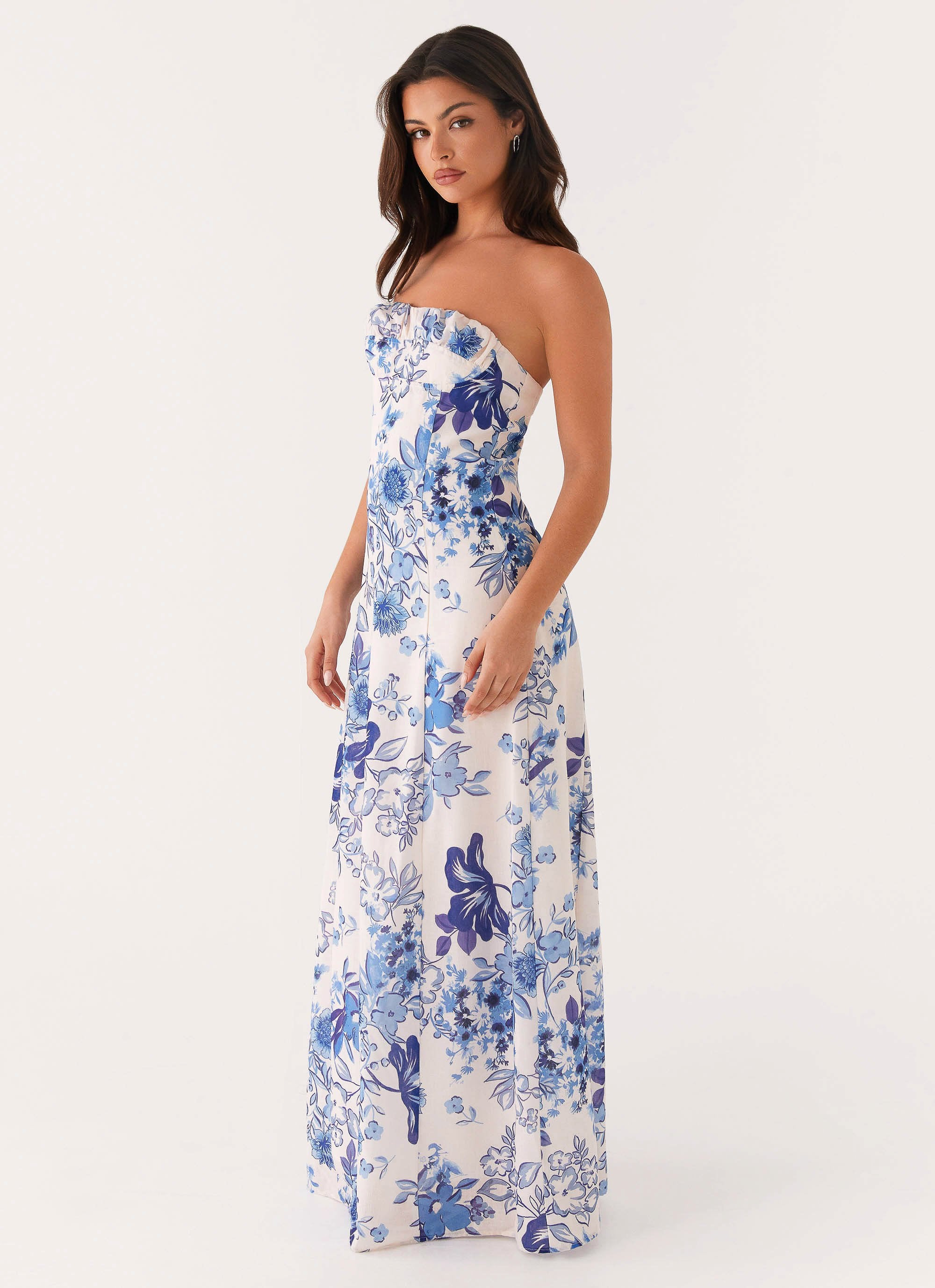 Tayla Linen Maxi Dress - Serene Sky Floral