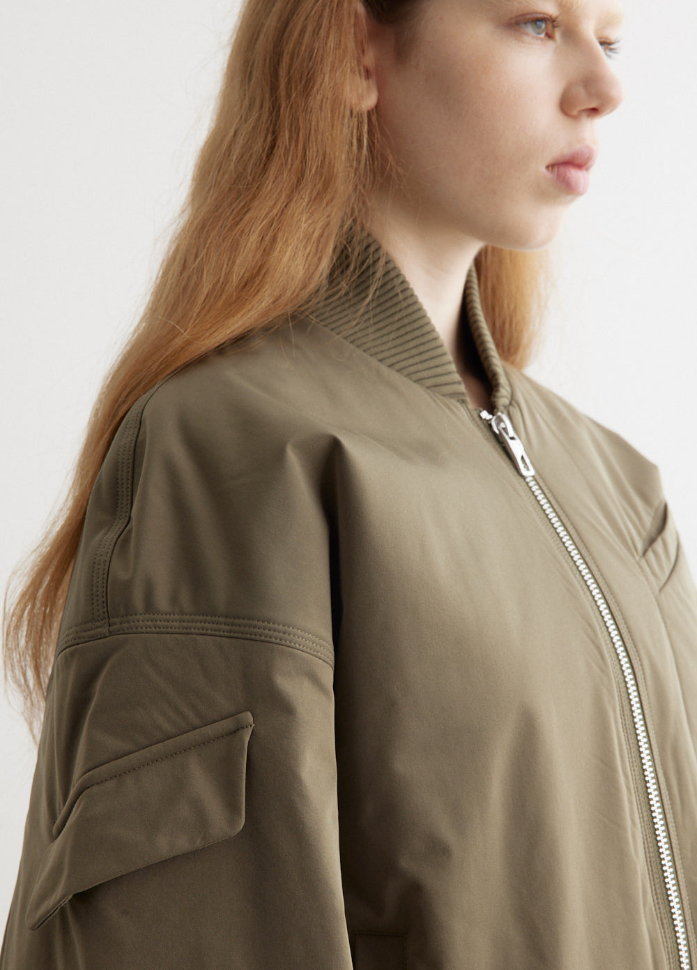 Light Twill Oversized Short Bomber Jacket