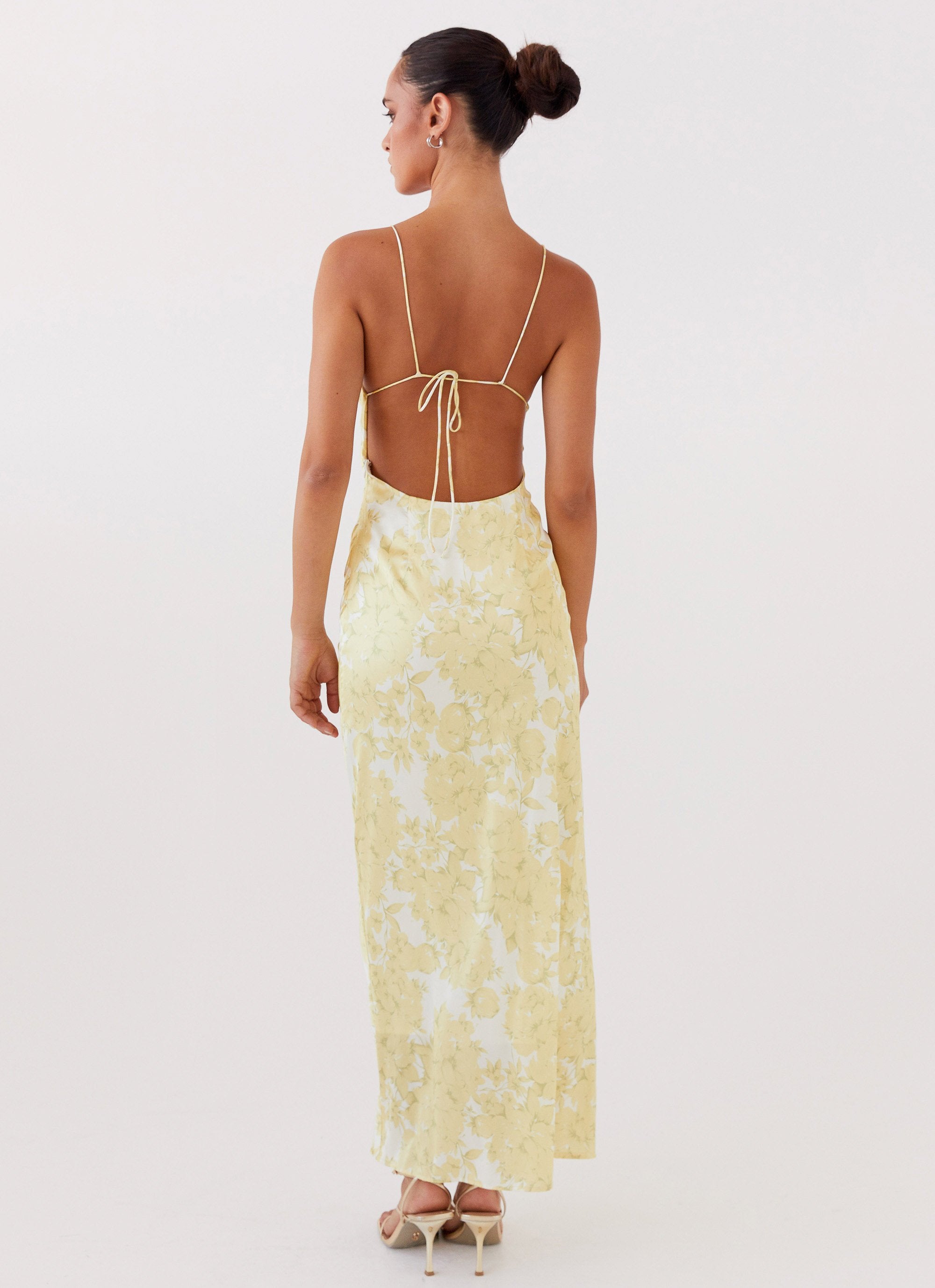 Coastal Escape Satin Maxi Dress - Daffodil