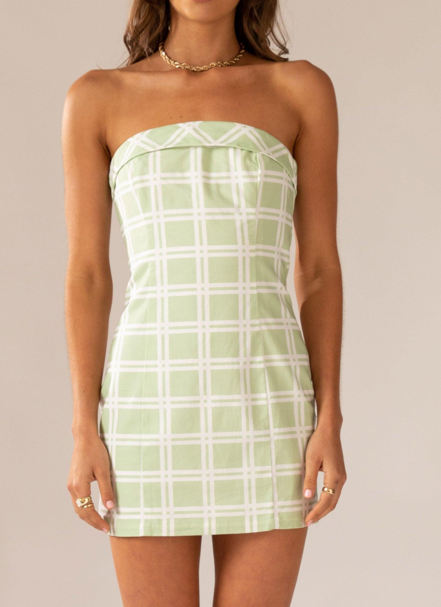 Love My Way Tube Dress - Sage Check