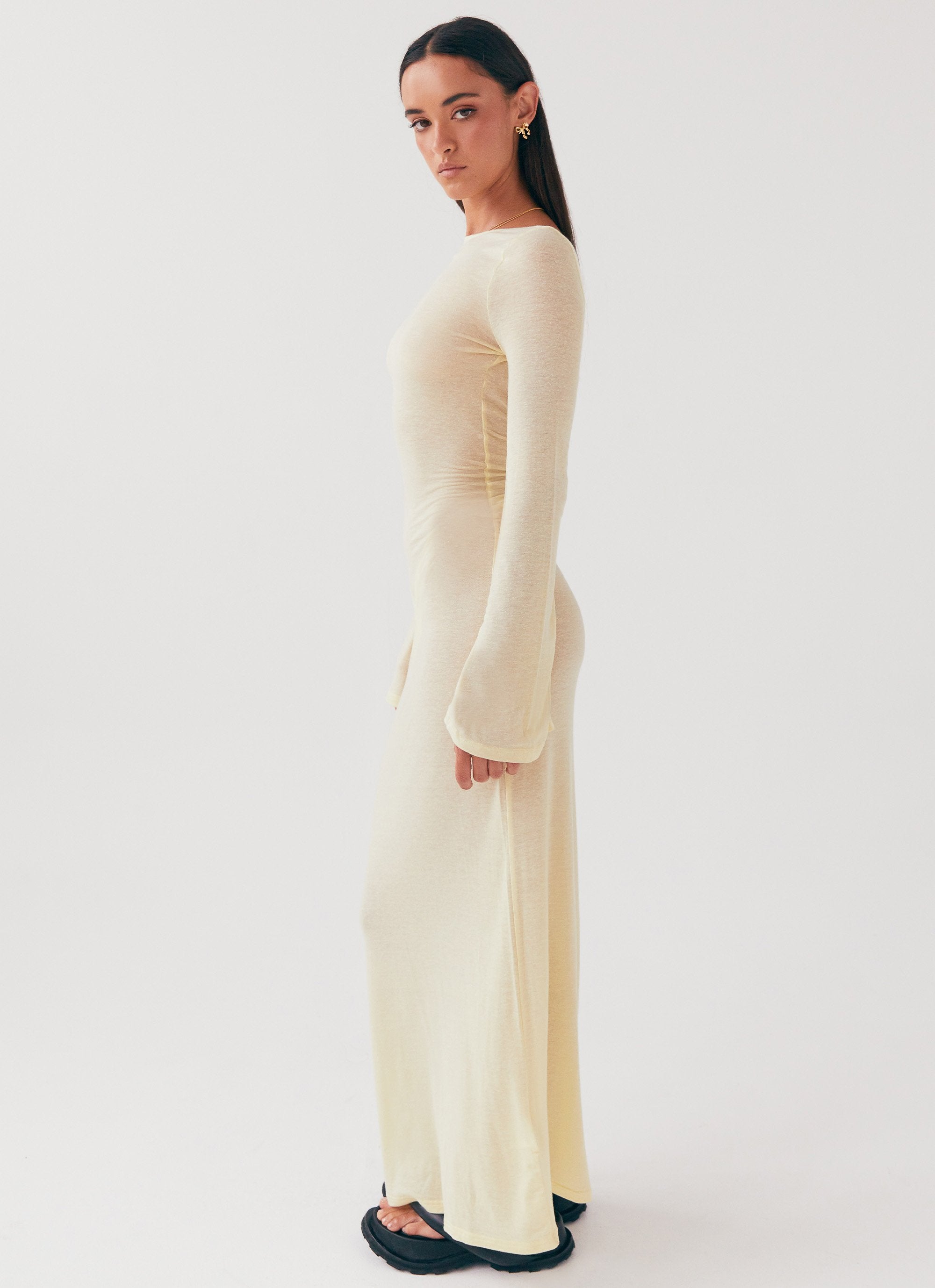 Olivia Long Sleeve Maxi Dress - Lemon