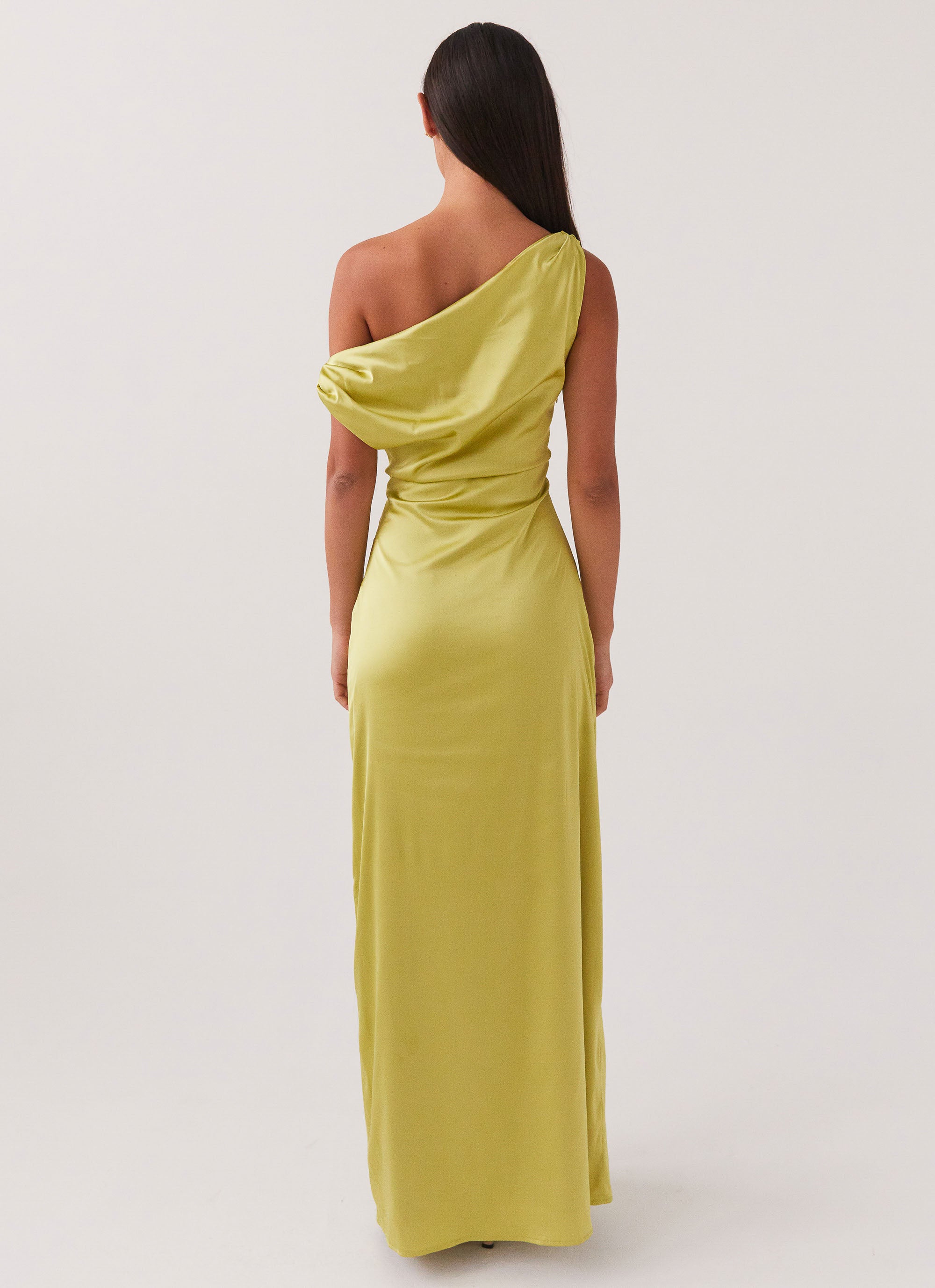 Heart Of Glass Satin Maxi Dress - Chartreuse