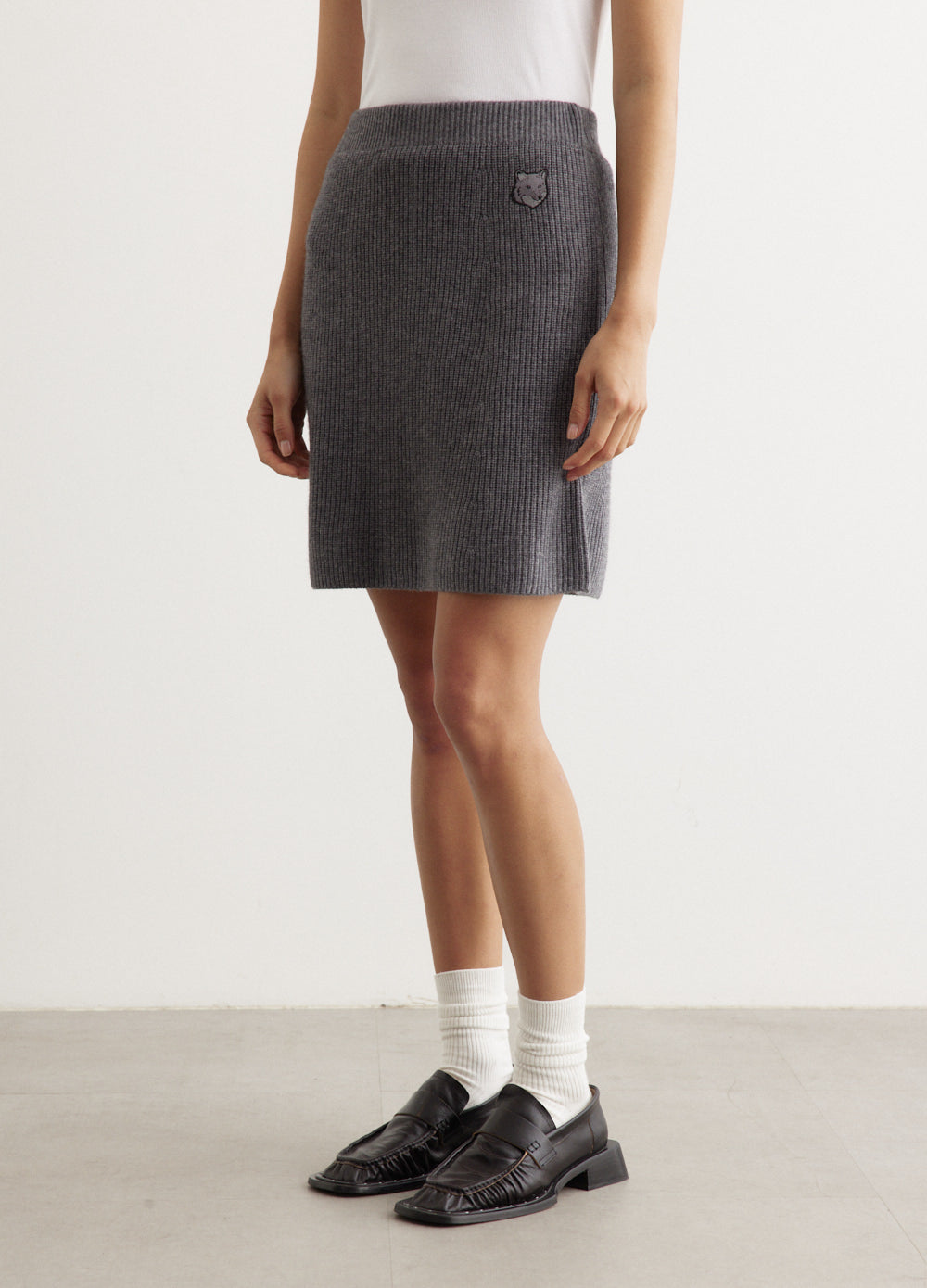 Bold Fox Head Patch Short Ribbed Skirt