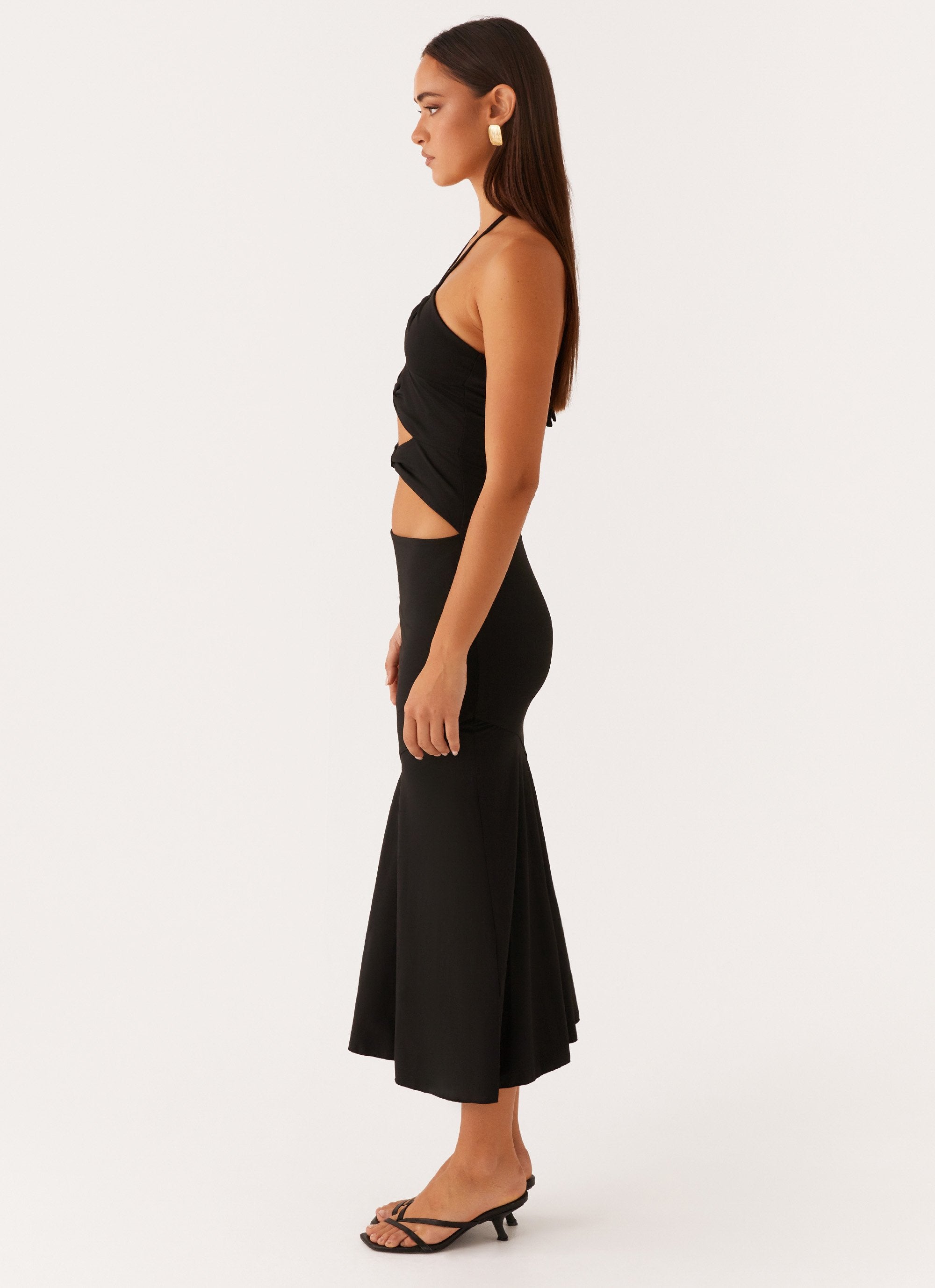 Zena Halterneck Midi Dress - Black