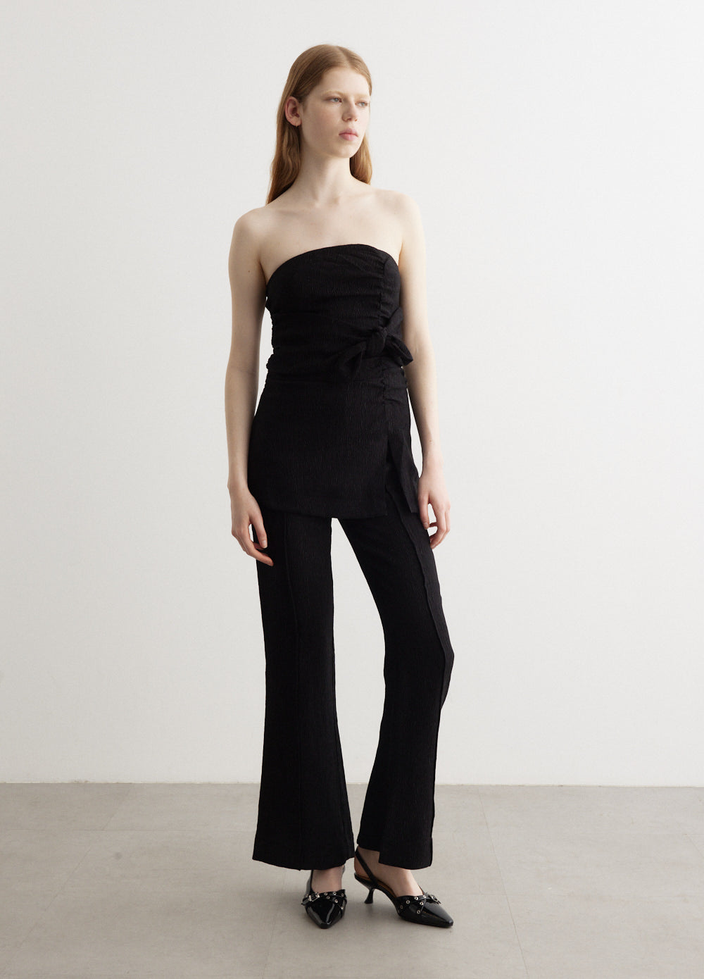 Viscose Stretch Crepe Flared Pants