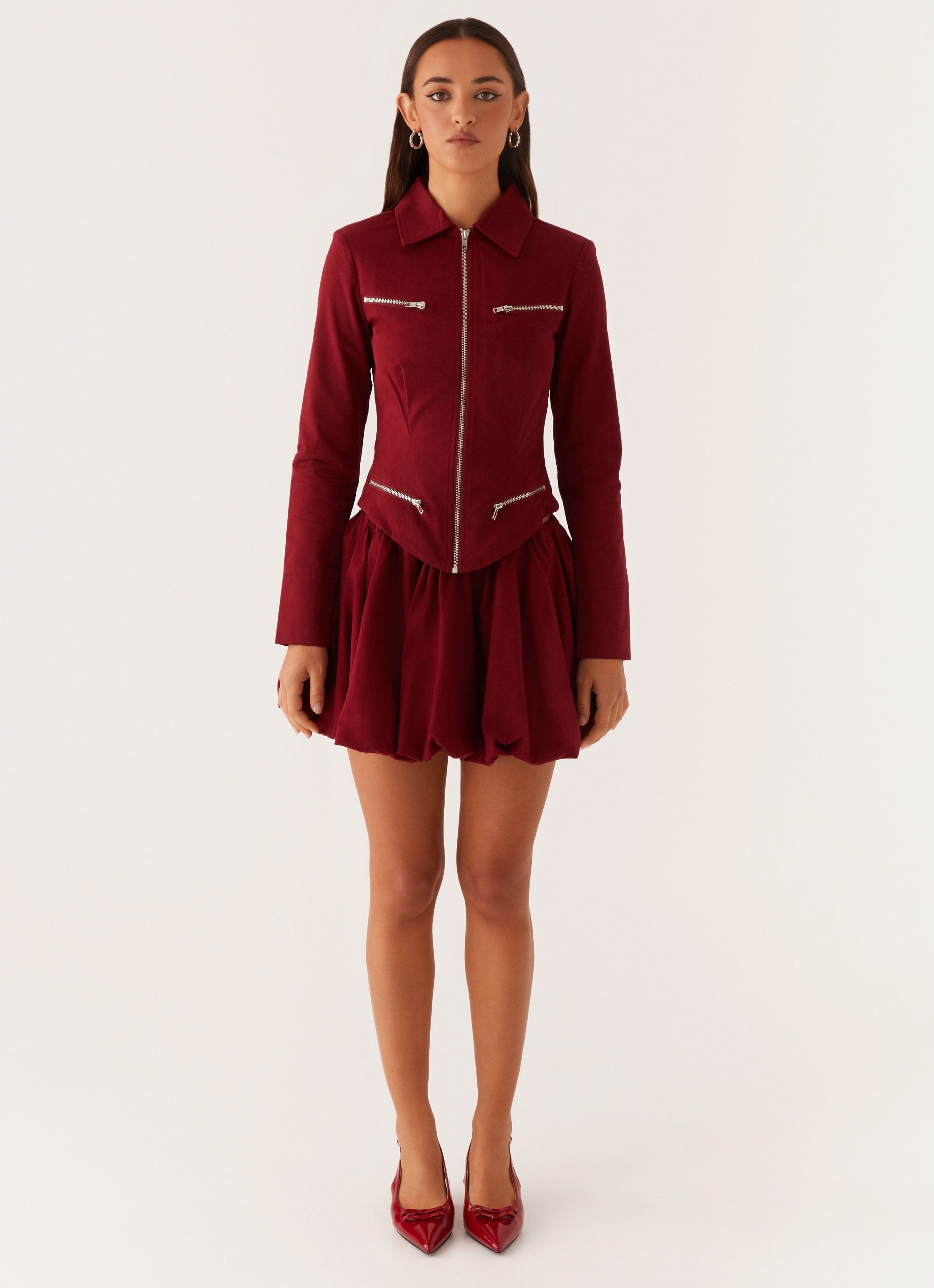 Petra Fitted Zip Top - Mulberry