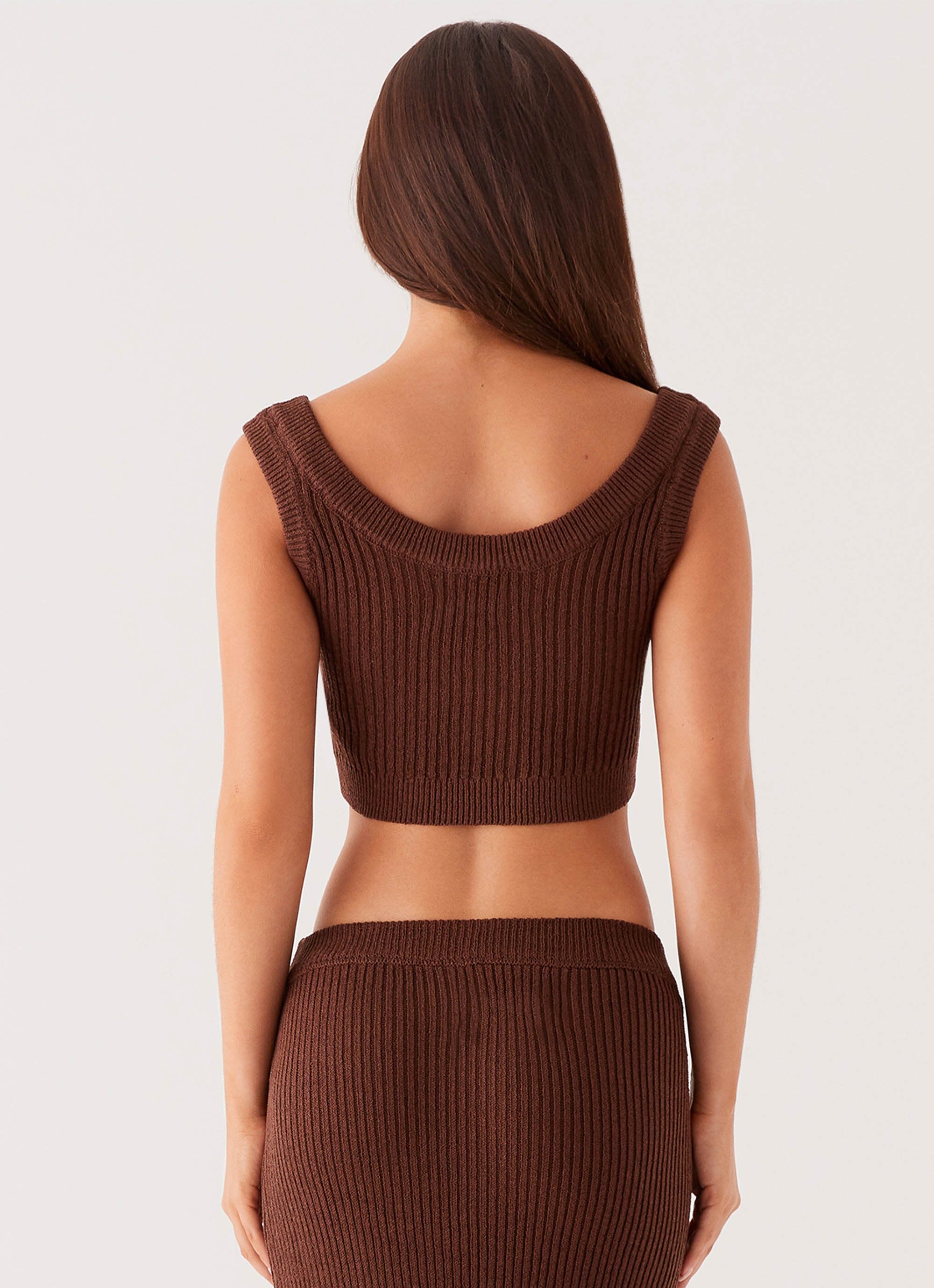 Season Fever Knit Crop Top - Chocolate