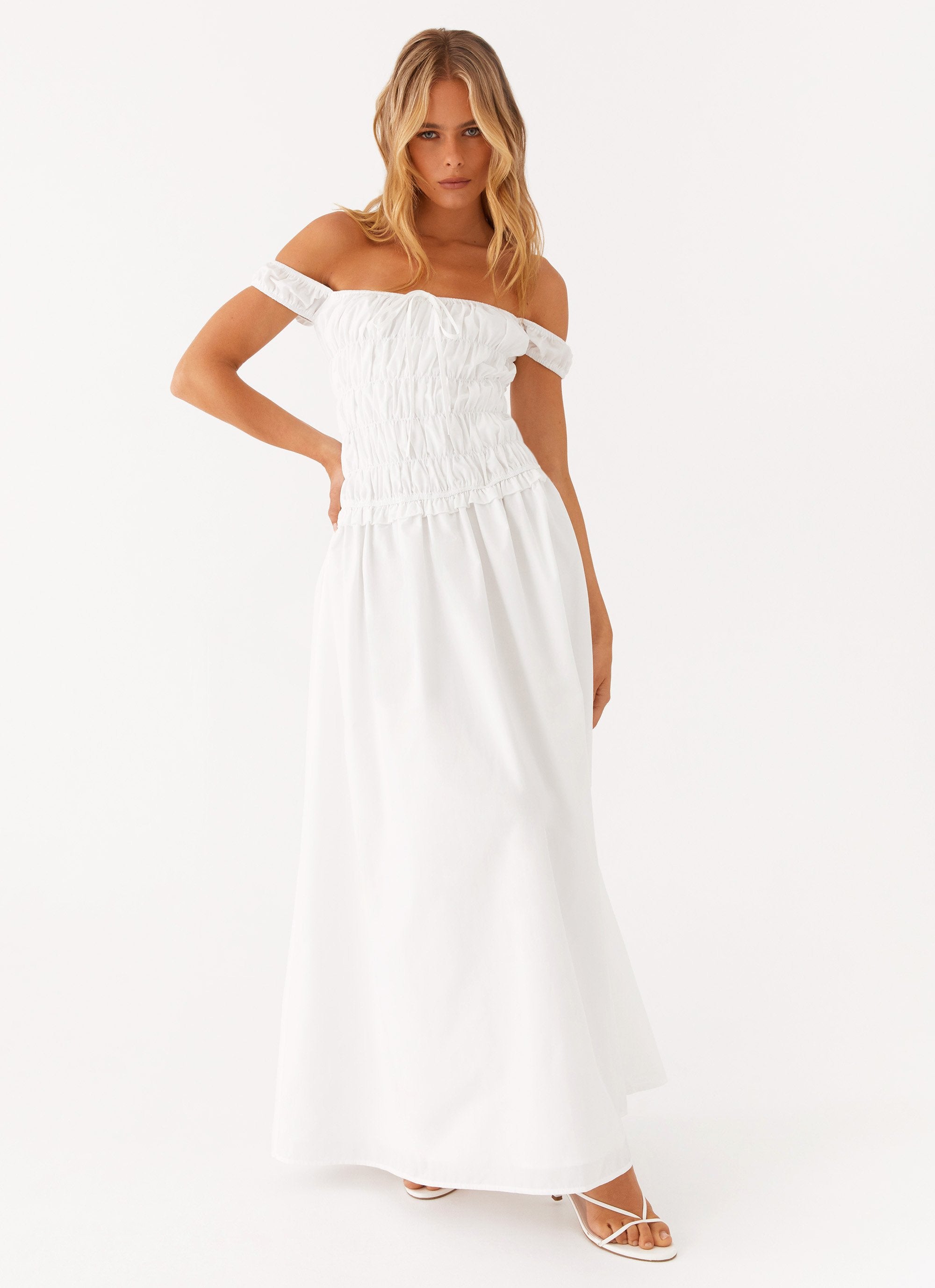 Countryside Off Shoulder Maxi Dress - Ivory